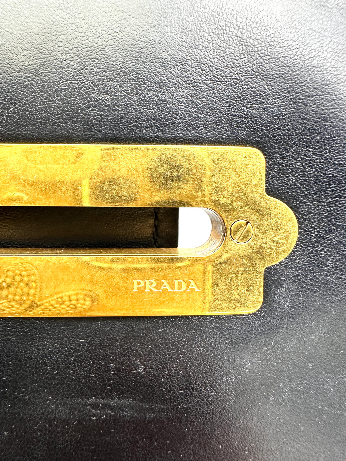 Prada Cahier Black Saffiano Leather Shoulder Bag With Gold Hardware PR280