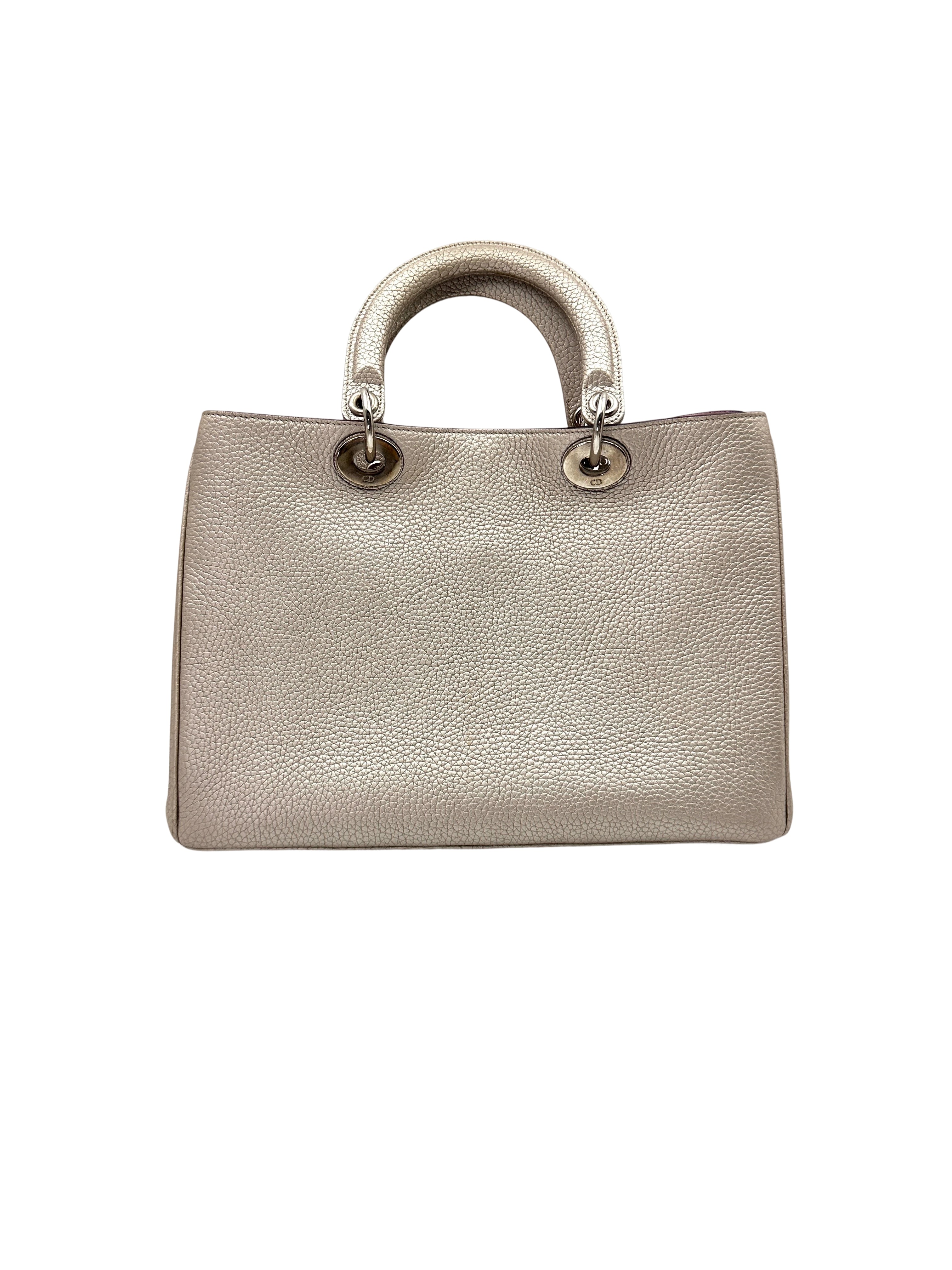 Christian Dior Diorissimo White Leather Medium Size Handle Bag With Pouch DR681