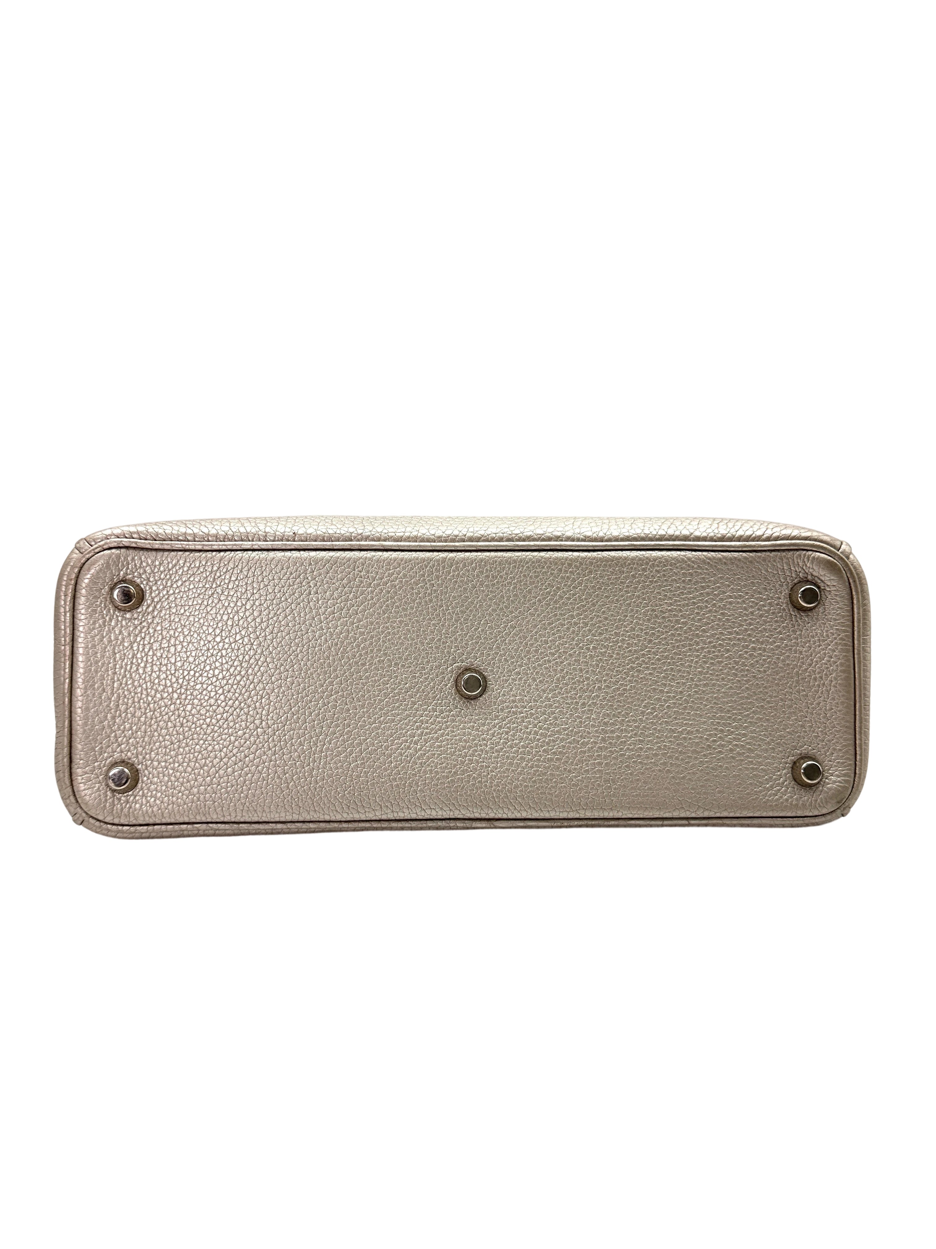 Christian Dior Diorissimo White Leather Medium Size Handle Bag With Pouch DR681