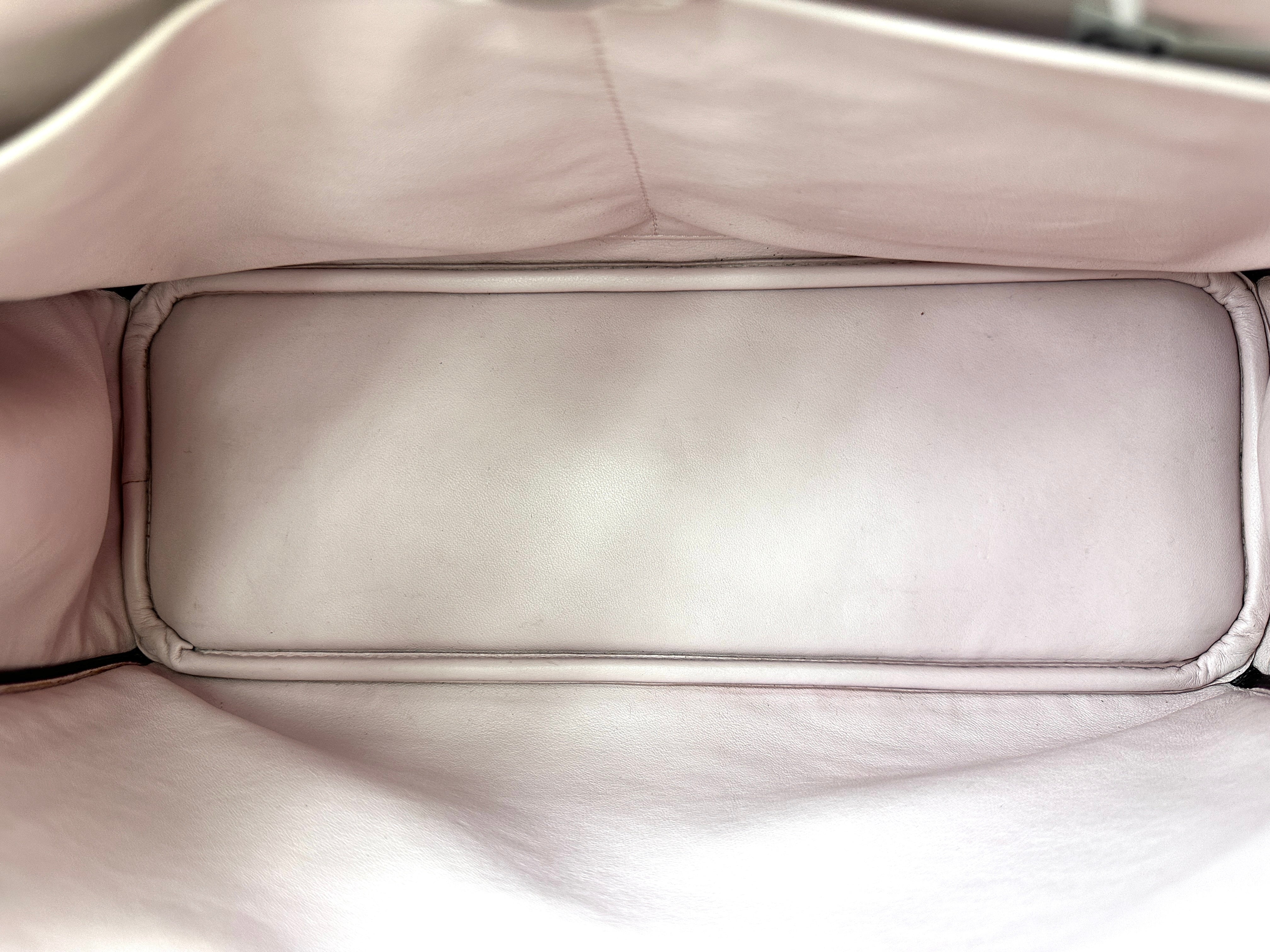Christian Dior Diorissimo White Leather Medium Size Handle Bag With Pouch DR681