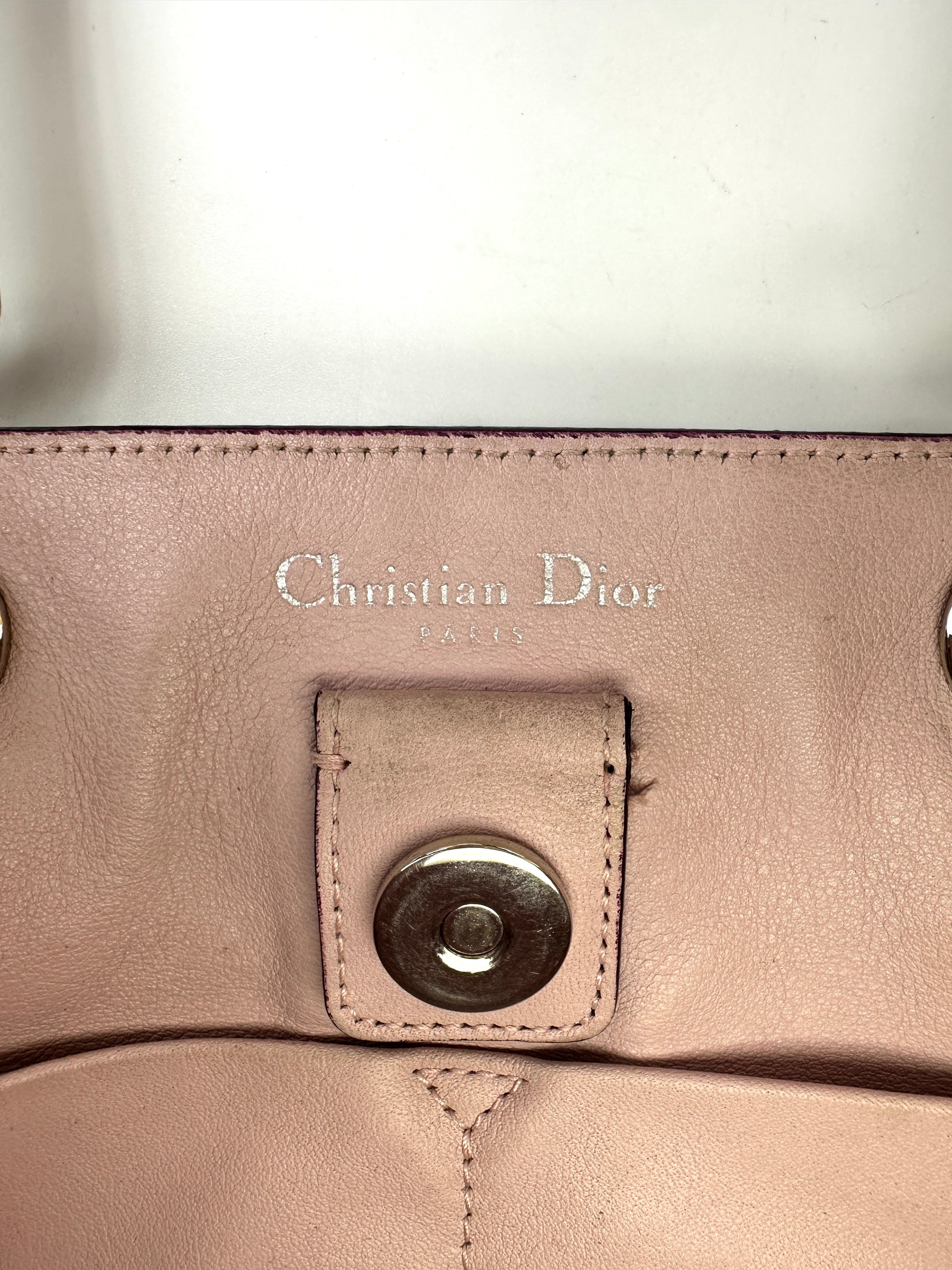 Christian Dior Diorissimo White Leather Medium Size Handle Bag With Pouch DR681