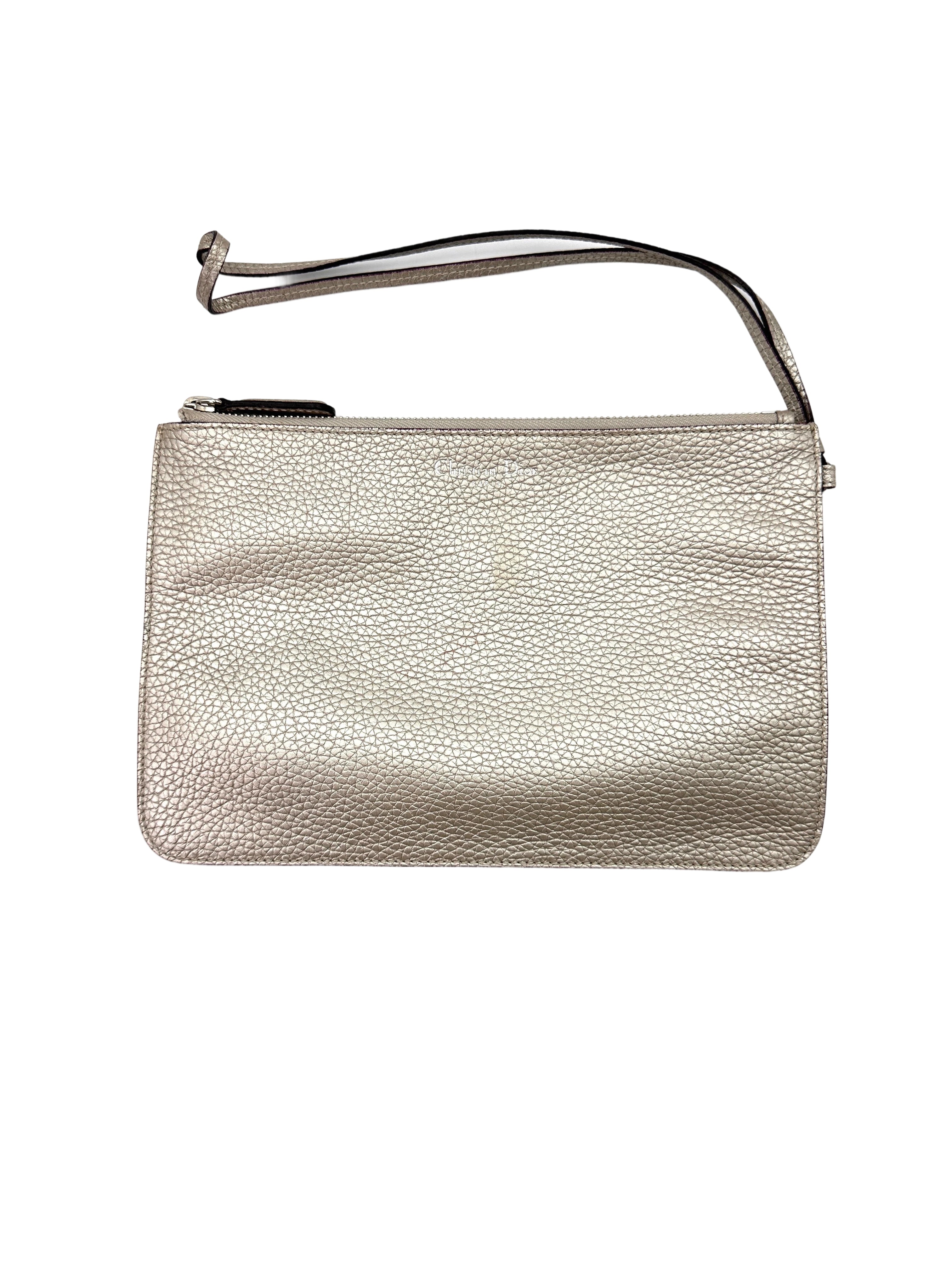 Christian Dior Diorissimo White Leather Medium Size Handle Bag With Pouch DR681
