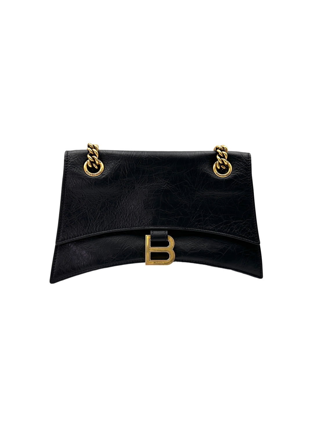 Balenciga Hourglass Black Crocodile Embossed Shoulder Bag BB64