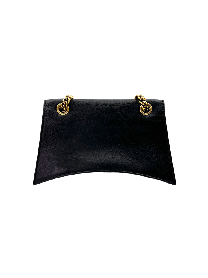 Balenciga Hourglass Black Crocodile Embossed Shoulder Bag BB64