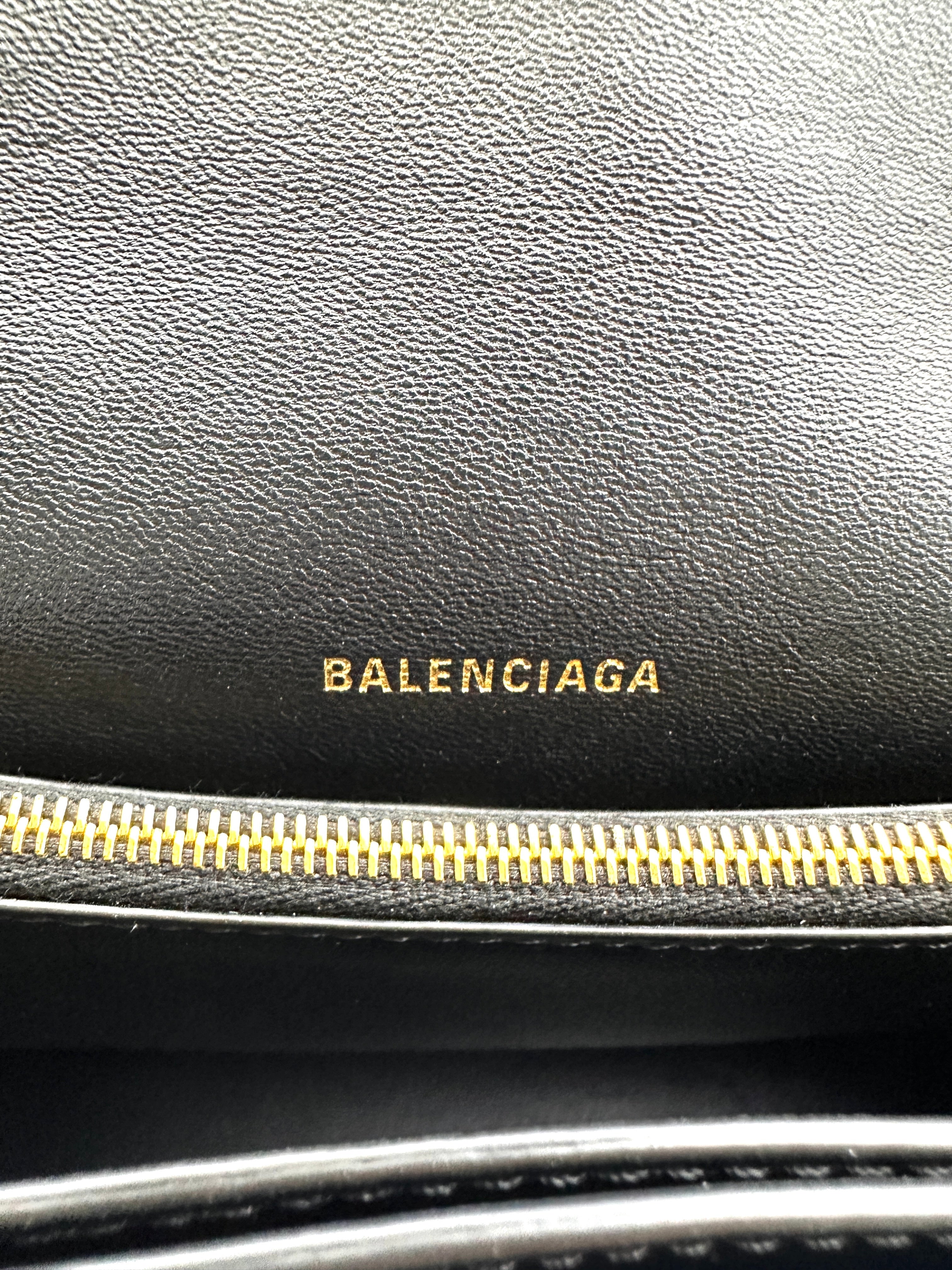 Balenciga Hourglass Black Crocodile Embossed Shoulder Bag BB64