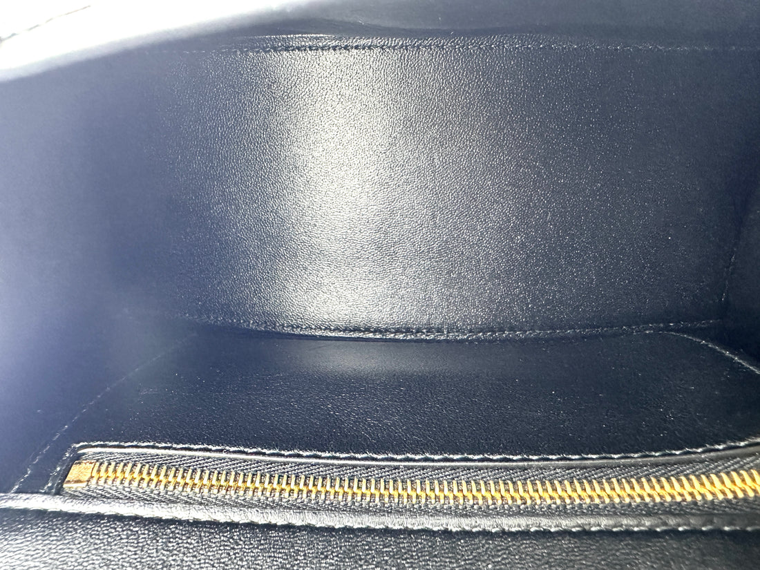 Balenciga Hourglass Black Crocodile Embossed Handle Bag BB65