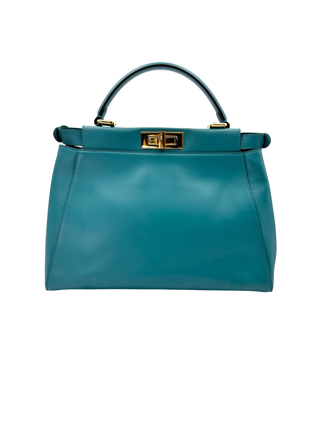 Fendi Peekaboo Blue Leather Medium Size Handle Bag IRIS179