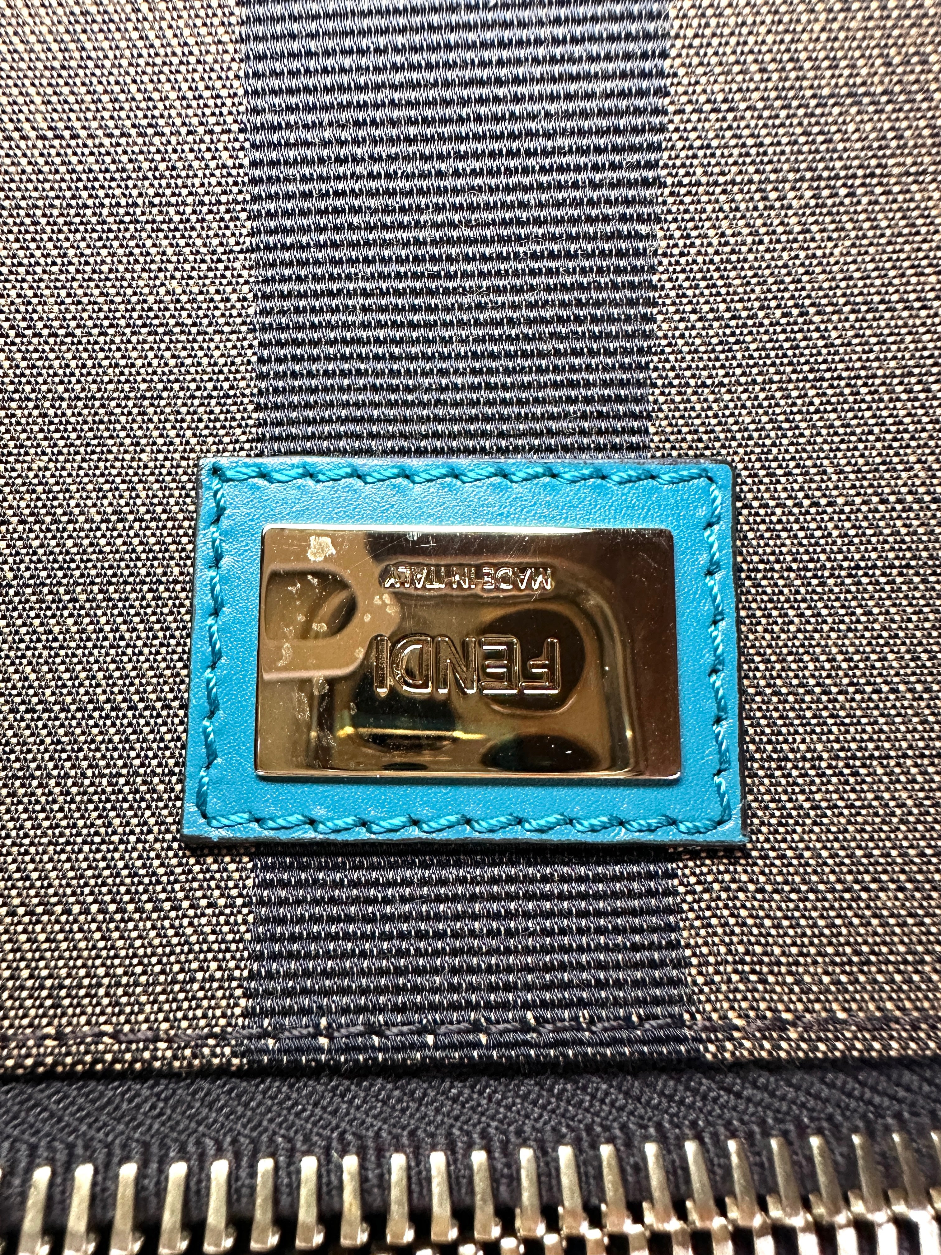 Fendi Peekaboo Blue Leather Medium Size Handle Bag IRIS179