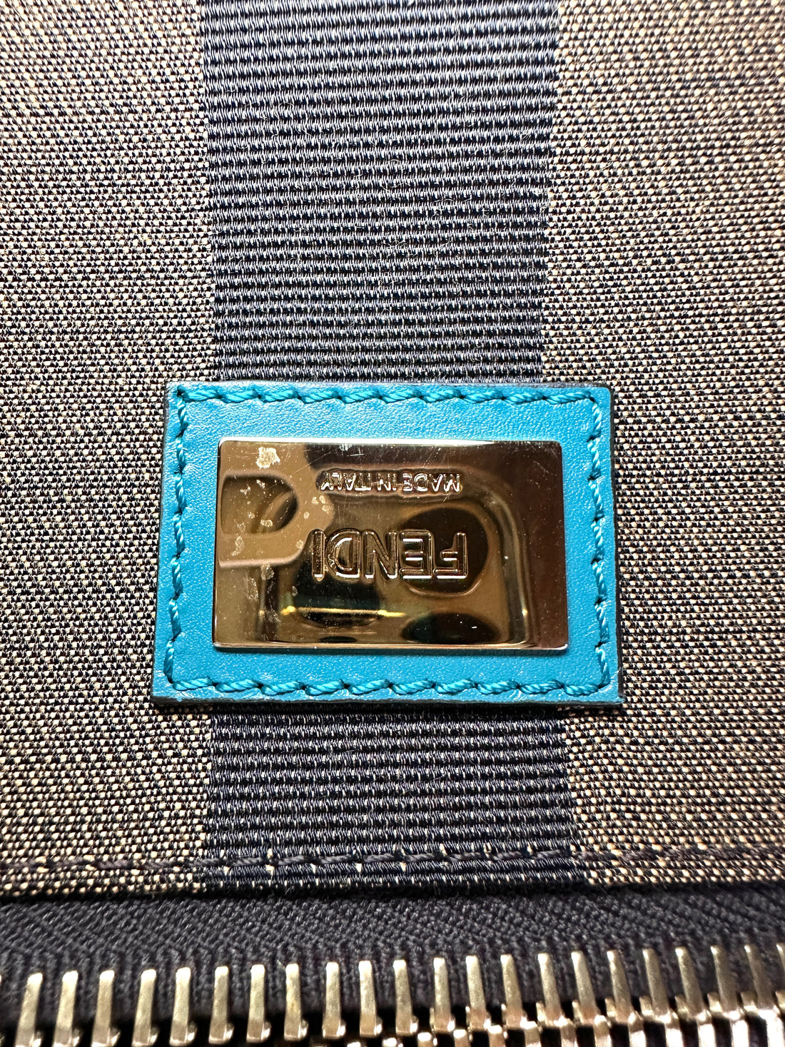 Fendi Peekaboo Blue Leather Medium Size Handle Bag IRIS179