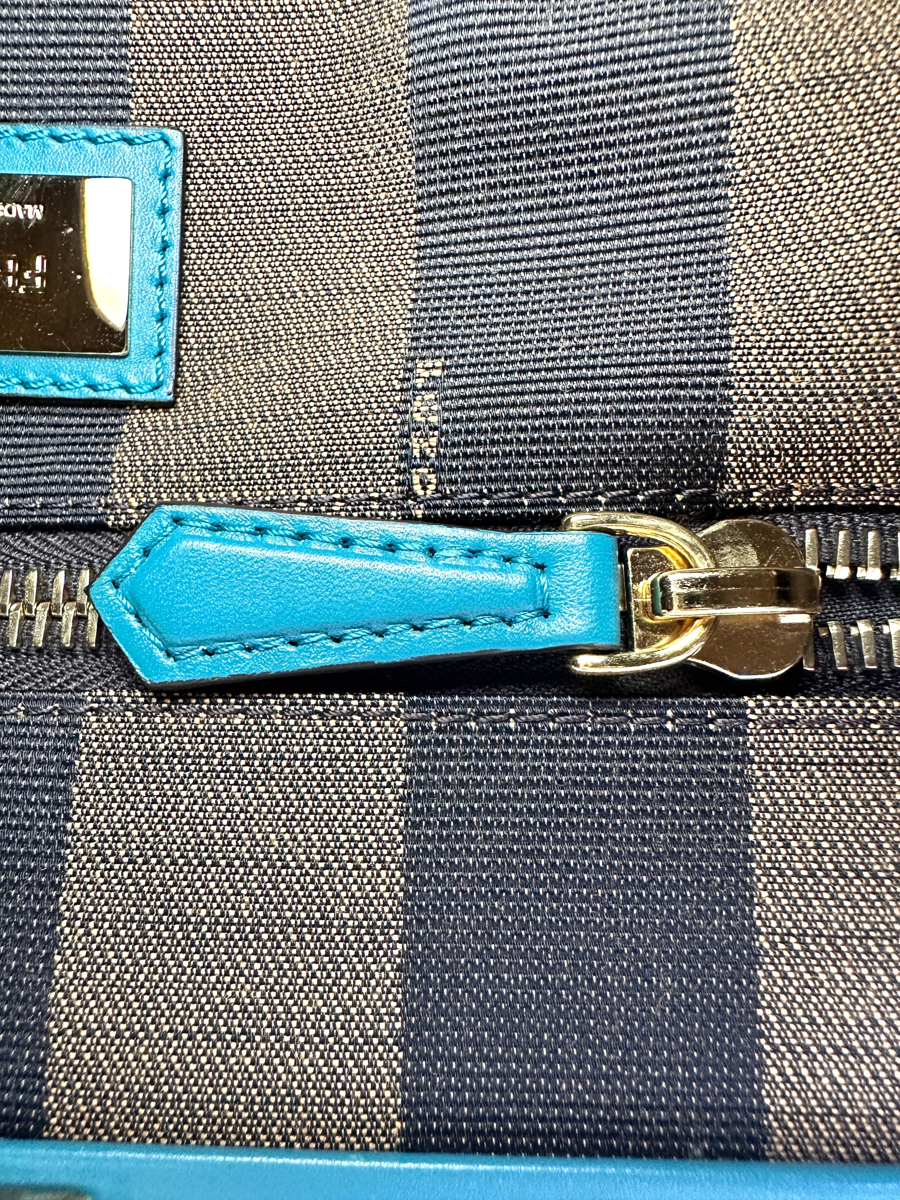 Fendi Peekaboo Blue Leather Medium Size Handle Bag IRIS179