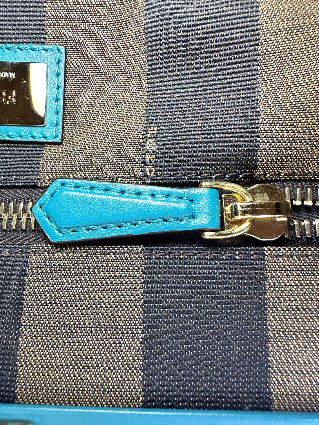Fendi Peekaboo Blue Leather Medium Size Handle Bag IRIS179