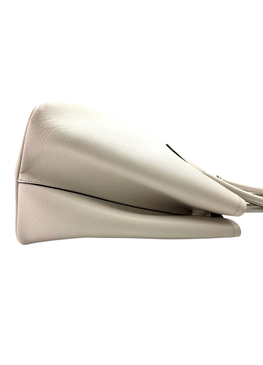 Prada Double White Saffiano Cuir Leather Handle Bag PR281