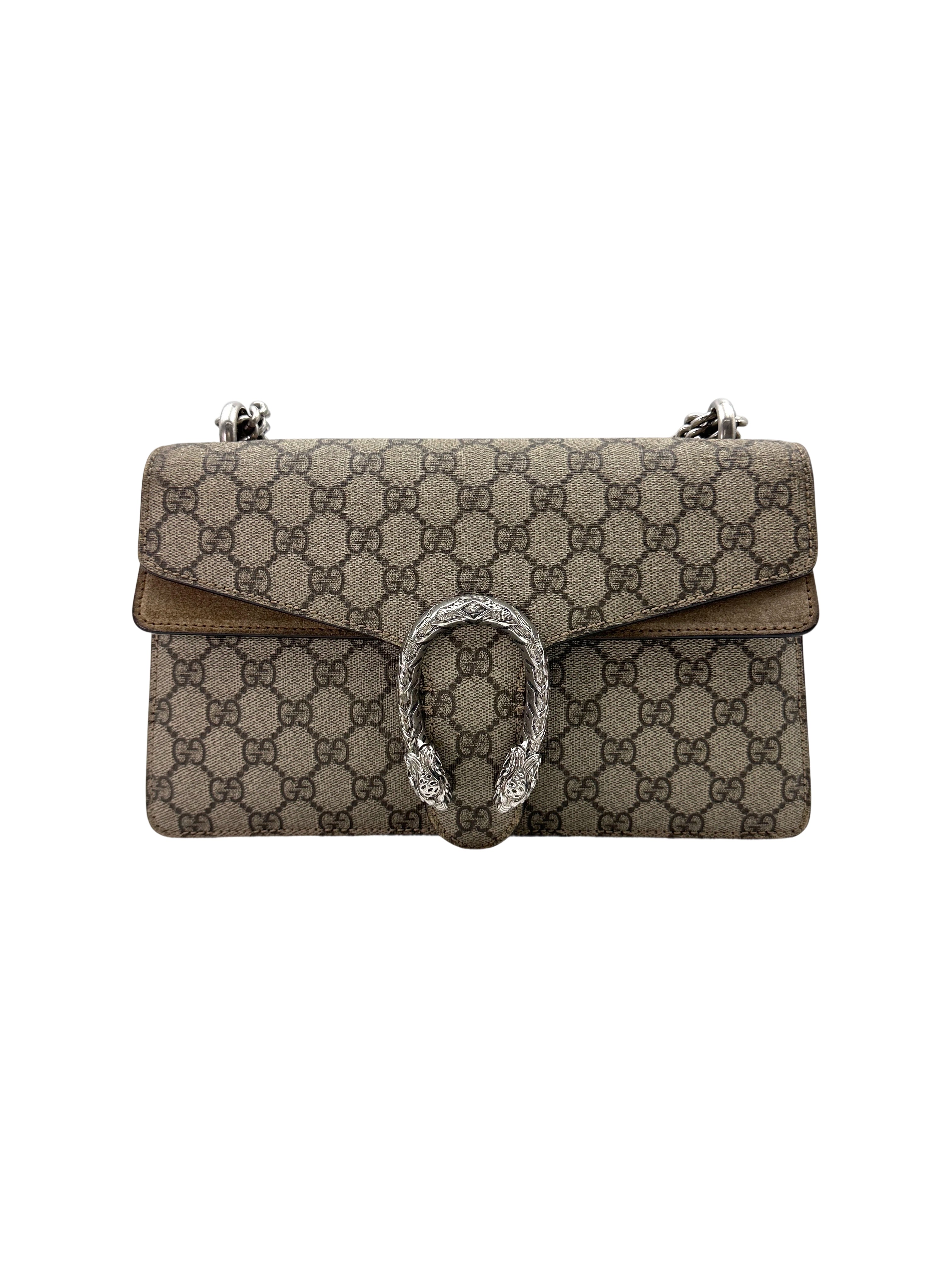 Gucci Dionysus GG Supreme Canvas Shoulder Bag With Beige Tirm GG862