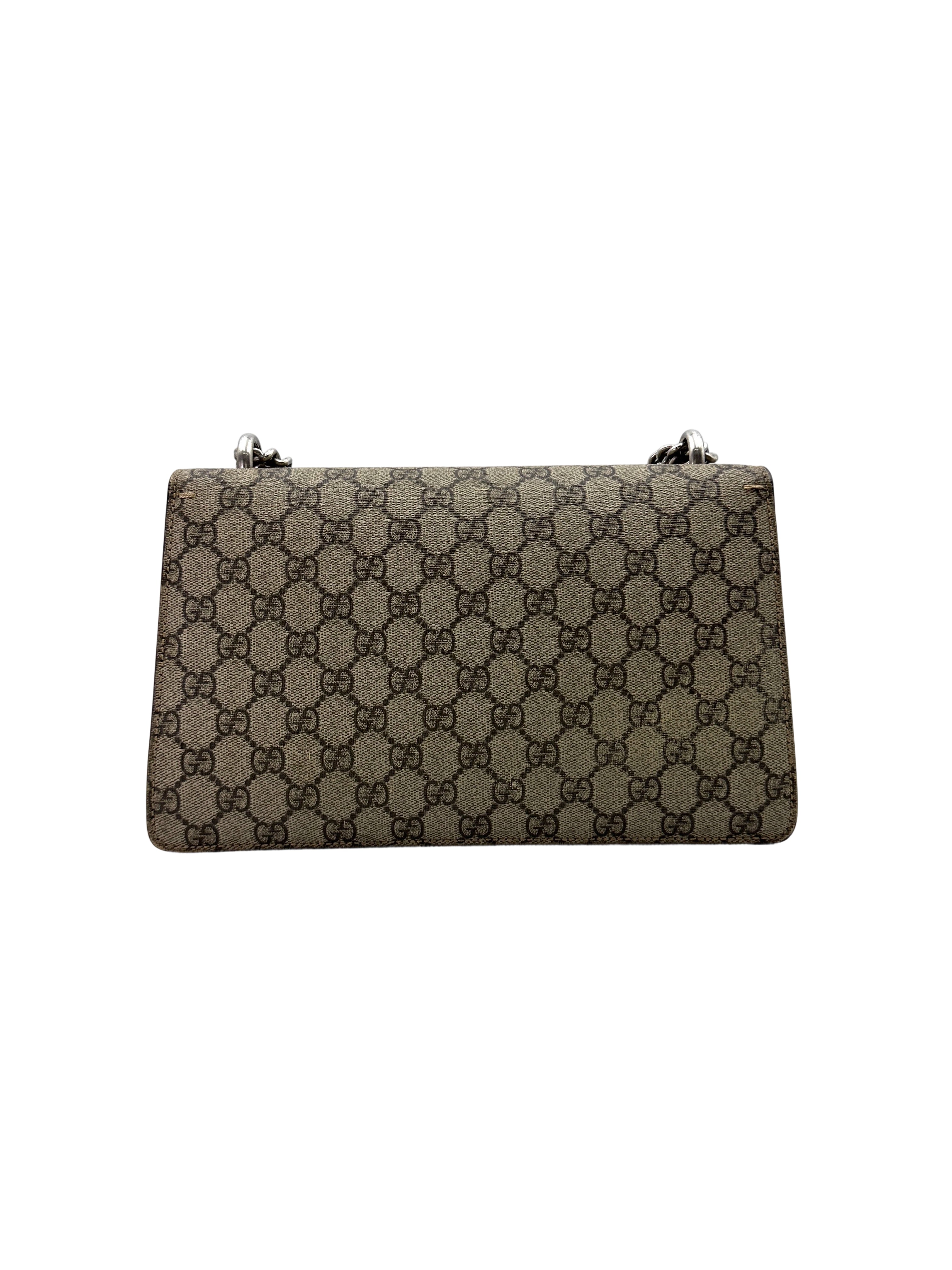 Gucci Dionysus GG Supreme Canvas Shoulder Bag With Beige Tirm GG862