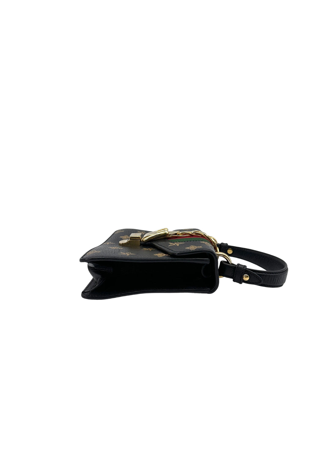 Gucci Sylvie Bee Star Black Leather Small Size Shoulder Bag IRIS180