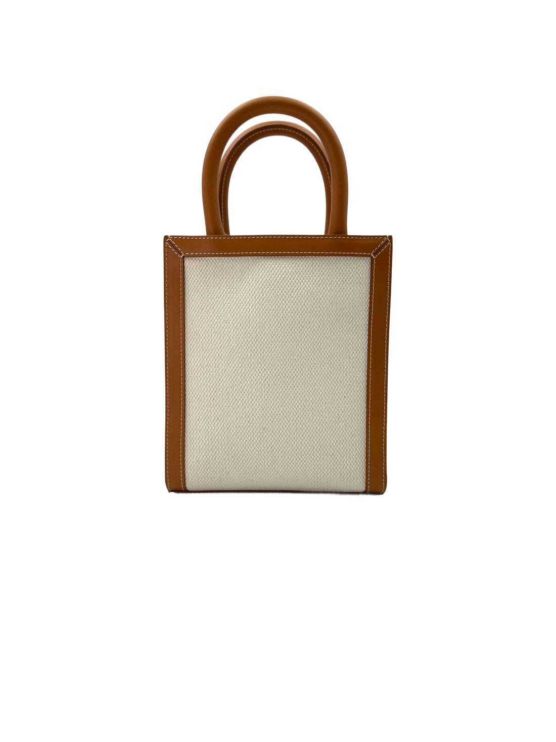 Celine Vertical Cabas Triomphe White Canvas Handle Bag CET