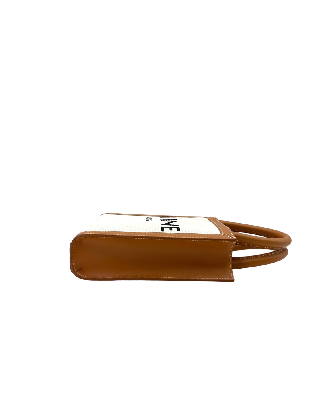 Celine Vertical Cabas Triomphe White Canvas Handle Bag CET