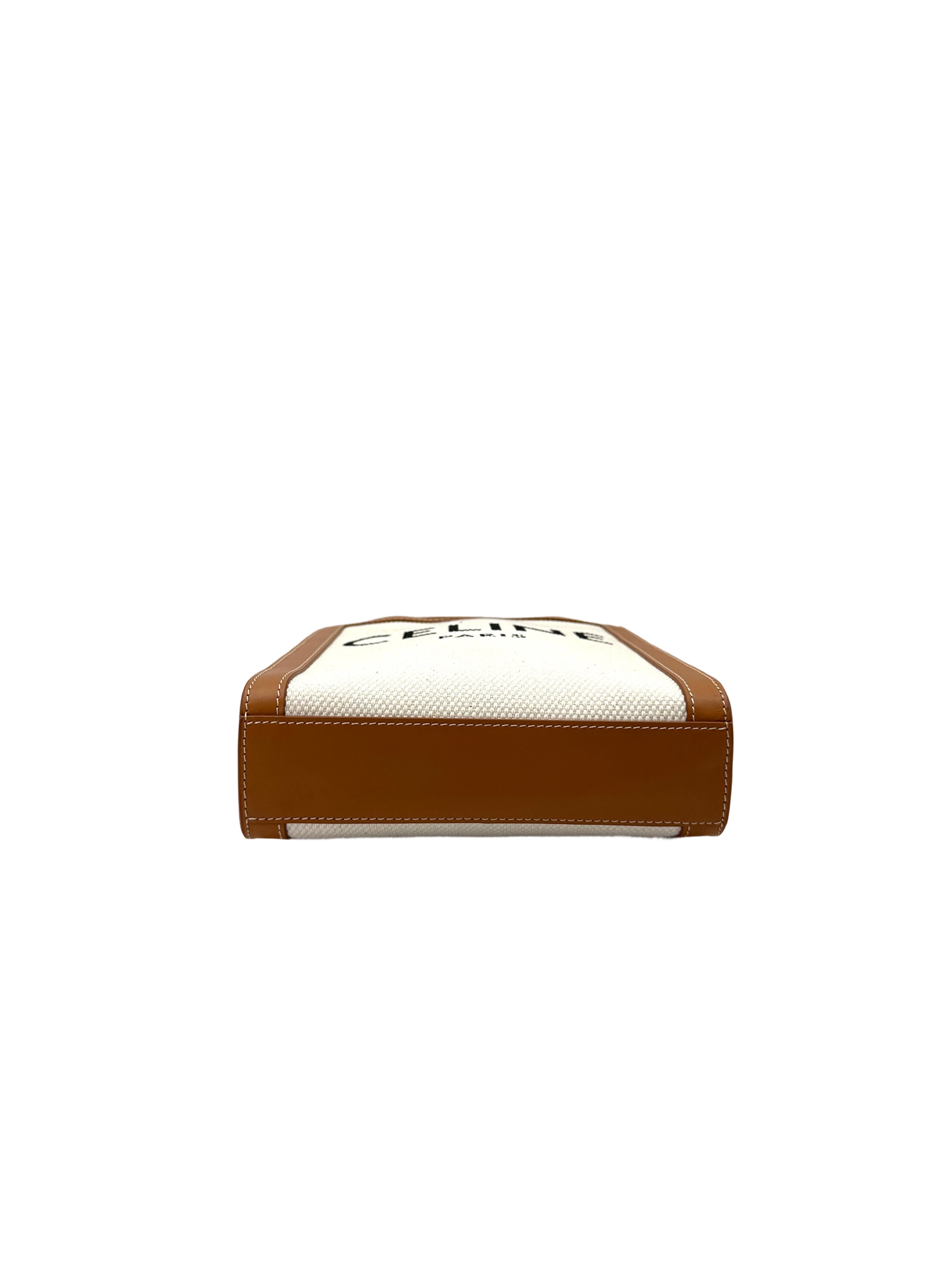 Celine Vertical Cabas Triomphe White Canvas Handle Bag CET