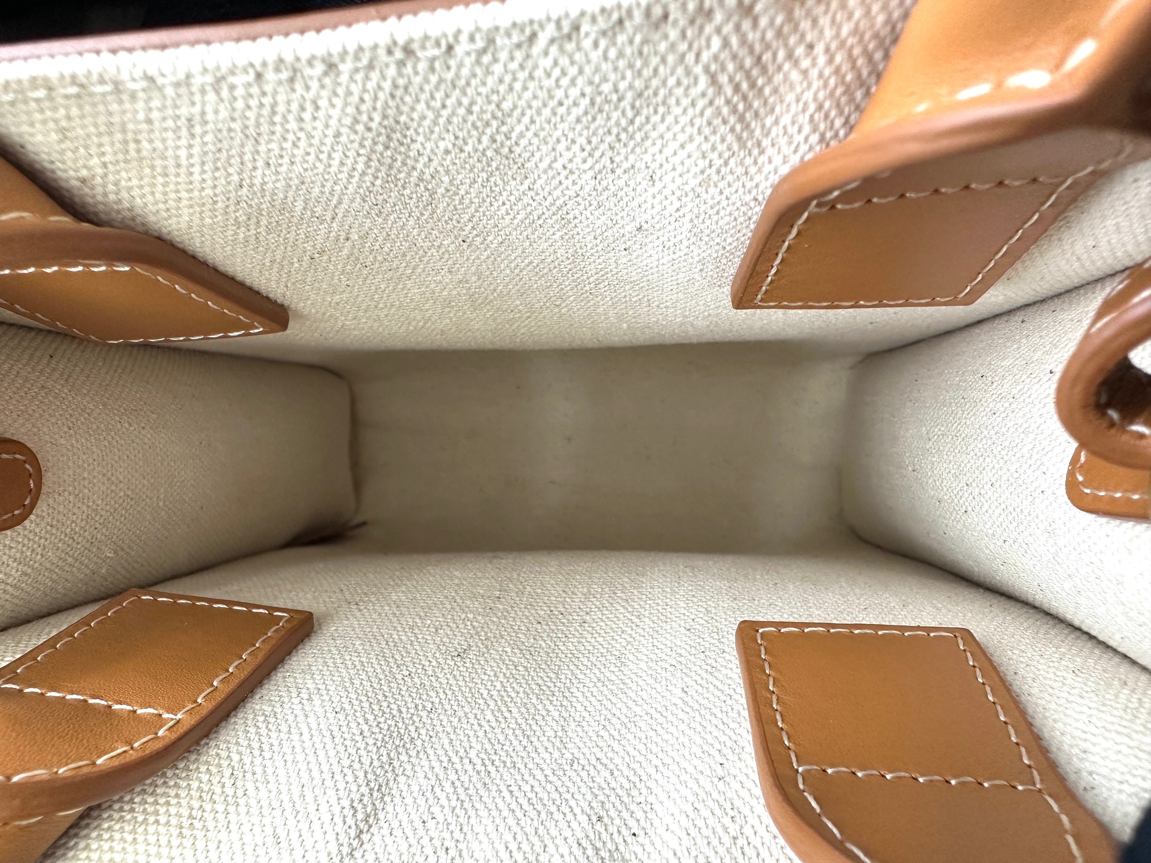 Celine Vertical Cabas White Canvas Handle Bag CE152