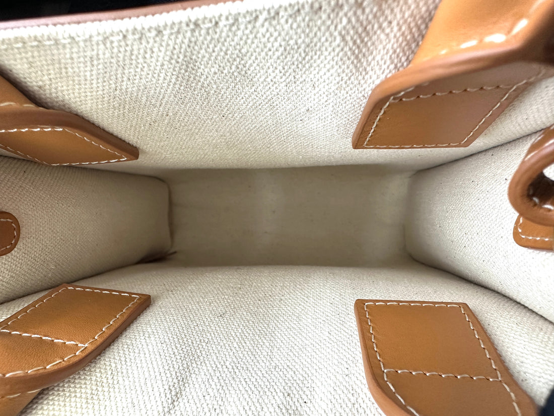 Celine Vertical Cabas White Canvas Handle Bag CE152