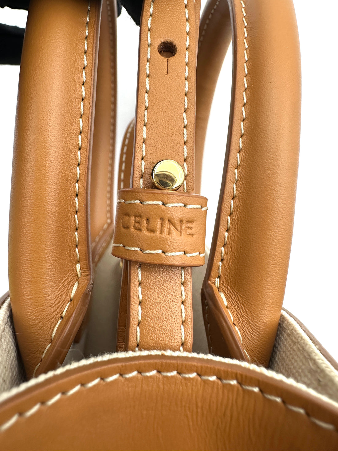 Celine Vertical Cabas Triomphe White Canvas Handle Bag CET