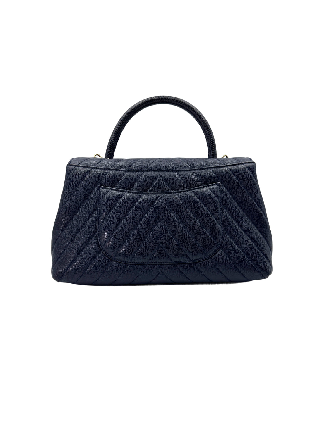 Chanel CoCo Handle Navy Chevron Quilted Leather Medium Size Shoulder Bag(26***71) CC1811