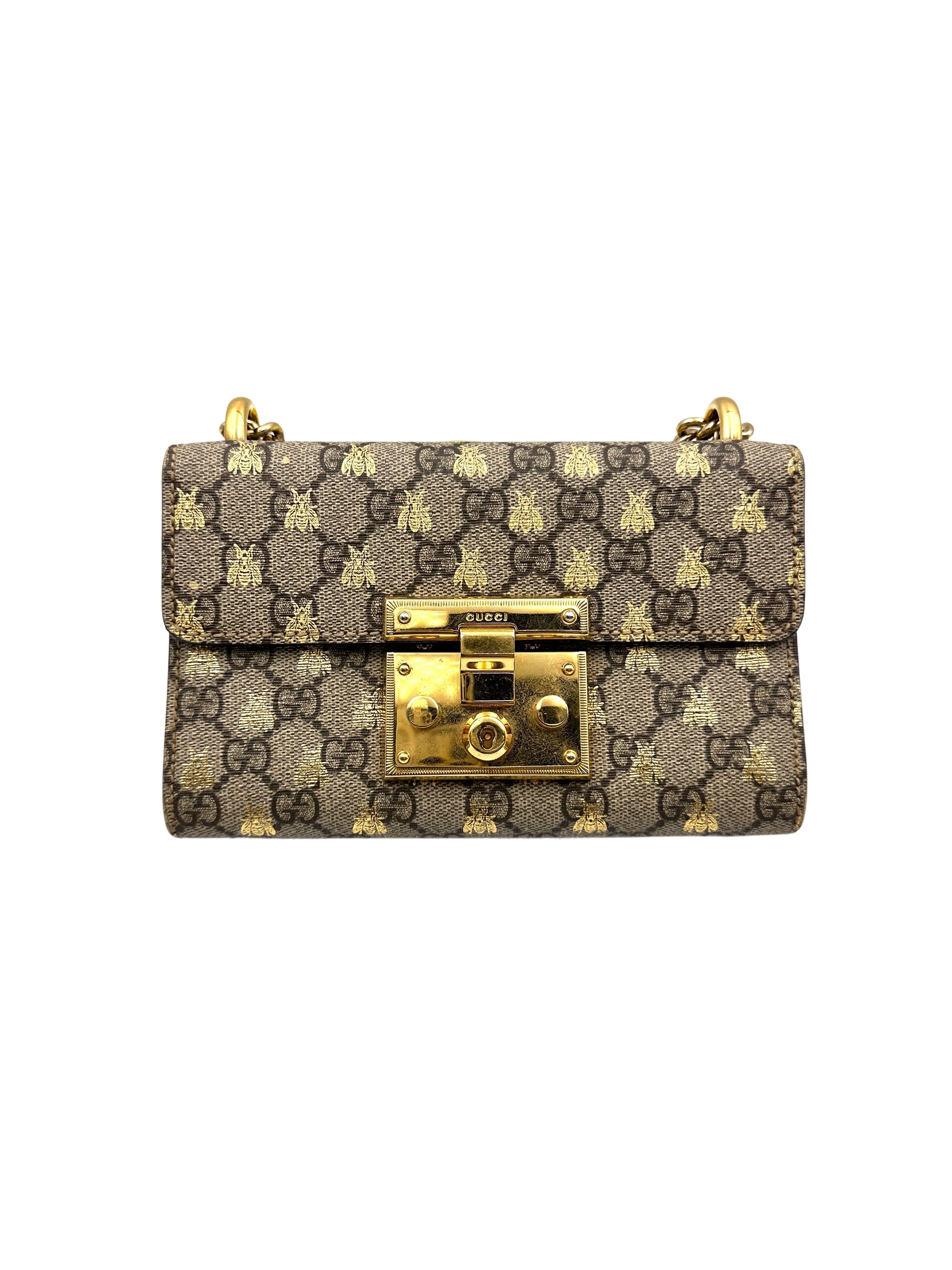 Gucci Padlock GG Supreme Bee Print Shoulder Bag GG863