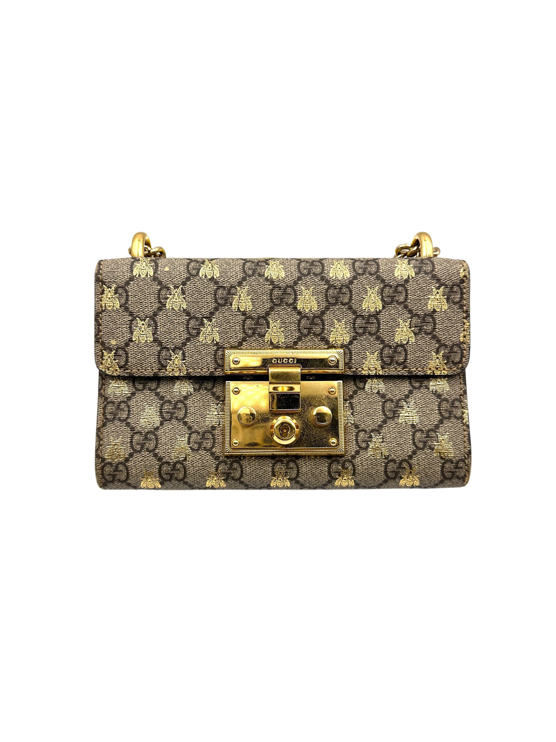 Gucci Padlock GG Supreme Bee Print Shoulder Bag GG863