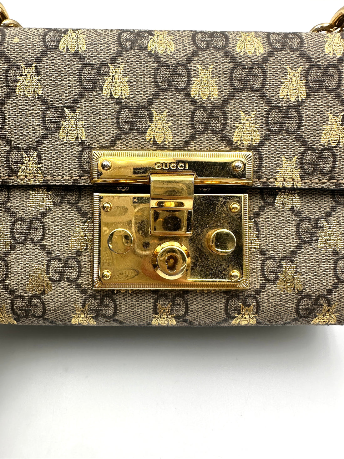Gucci Padlock GG Supreme Bee Print Shoulder Bag GG863