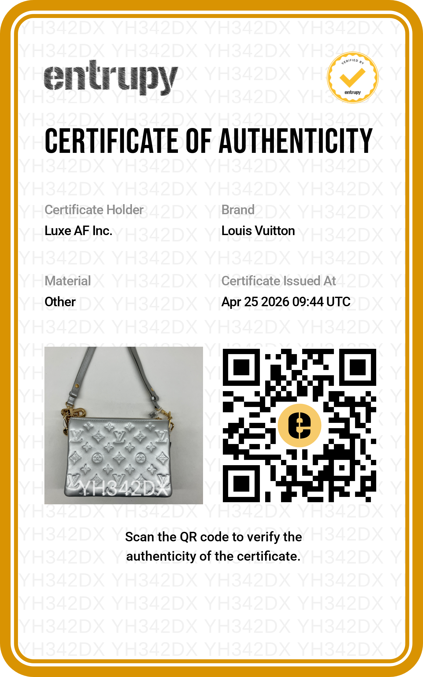 Louis Vuitton Coussin Silver Monogram Embossed Leather Wallet On Chain LV2483