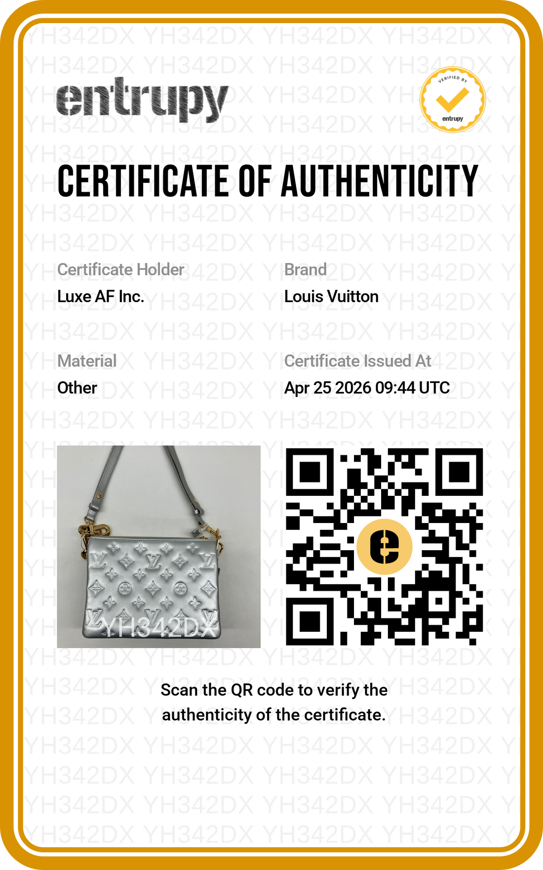 Louis Vuitton Coussin Silver Monogram Embossed Leather Wallet On Chain LV2483