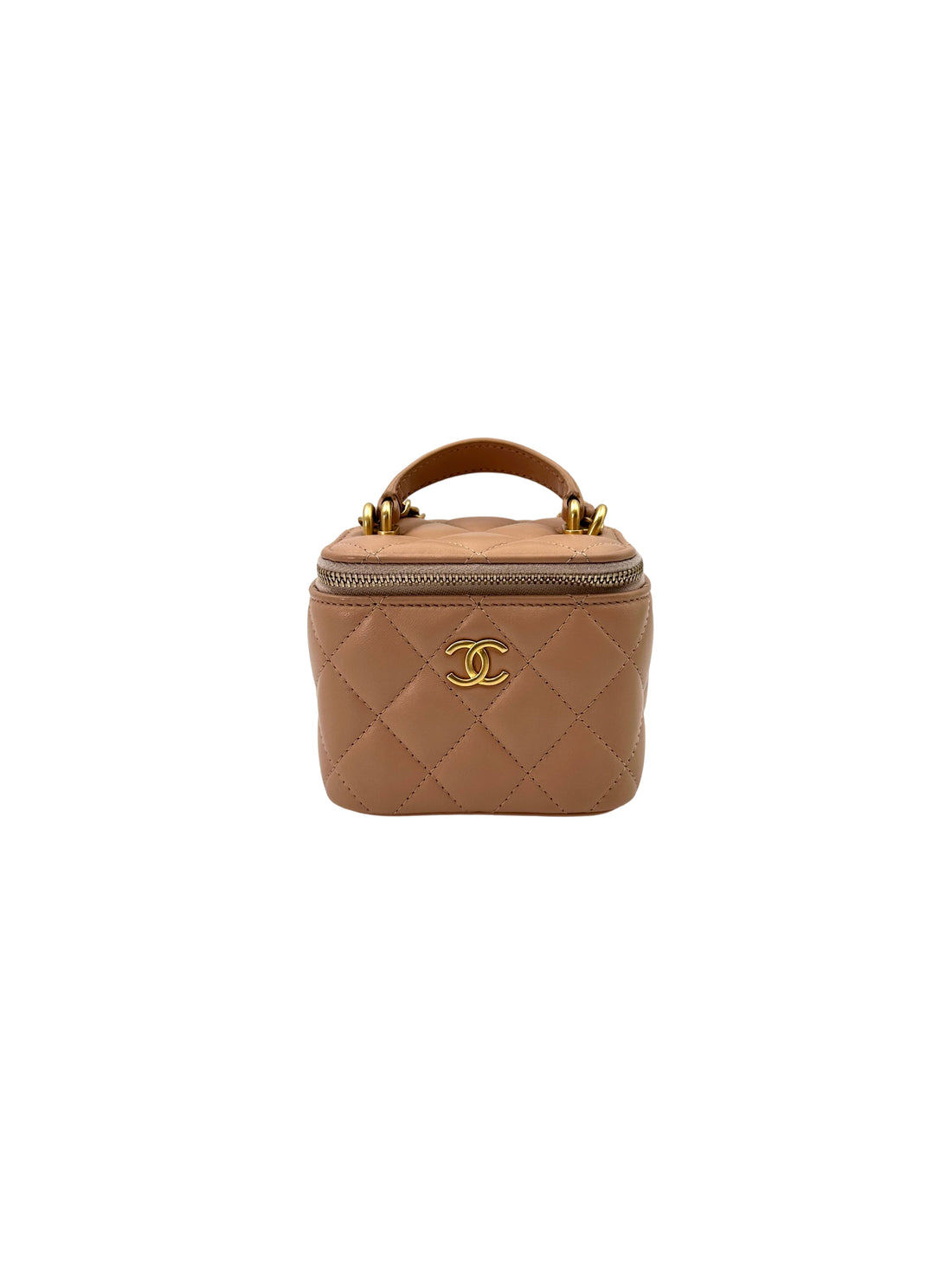 Chanel Trendy CC Beige  Quilted Lambskin Small Size Top Handle Bag(31***98) CC1813