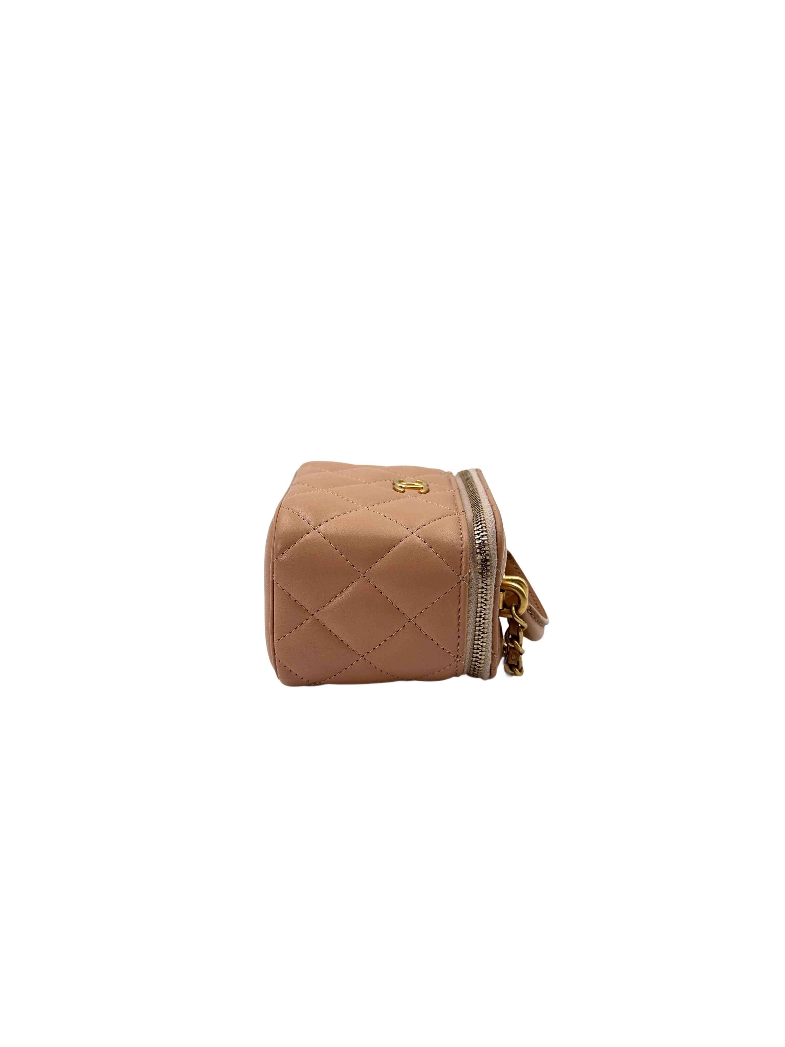 Chanel Trendy CC Beige  Quilted Lambskin Small Size Top Handle Bag(31***98) CC1813