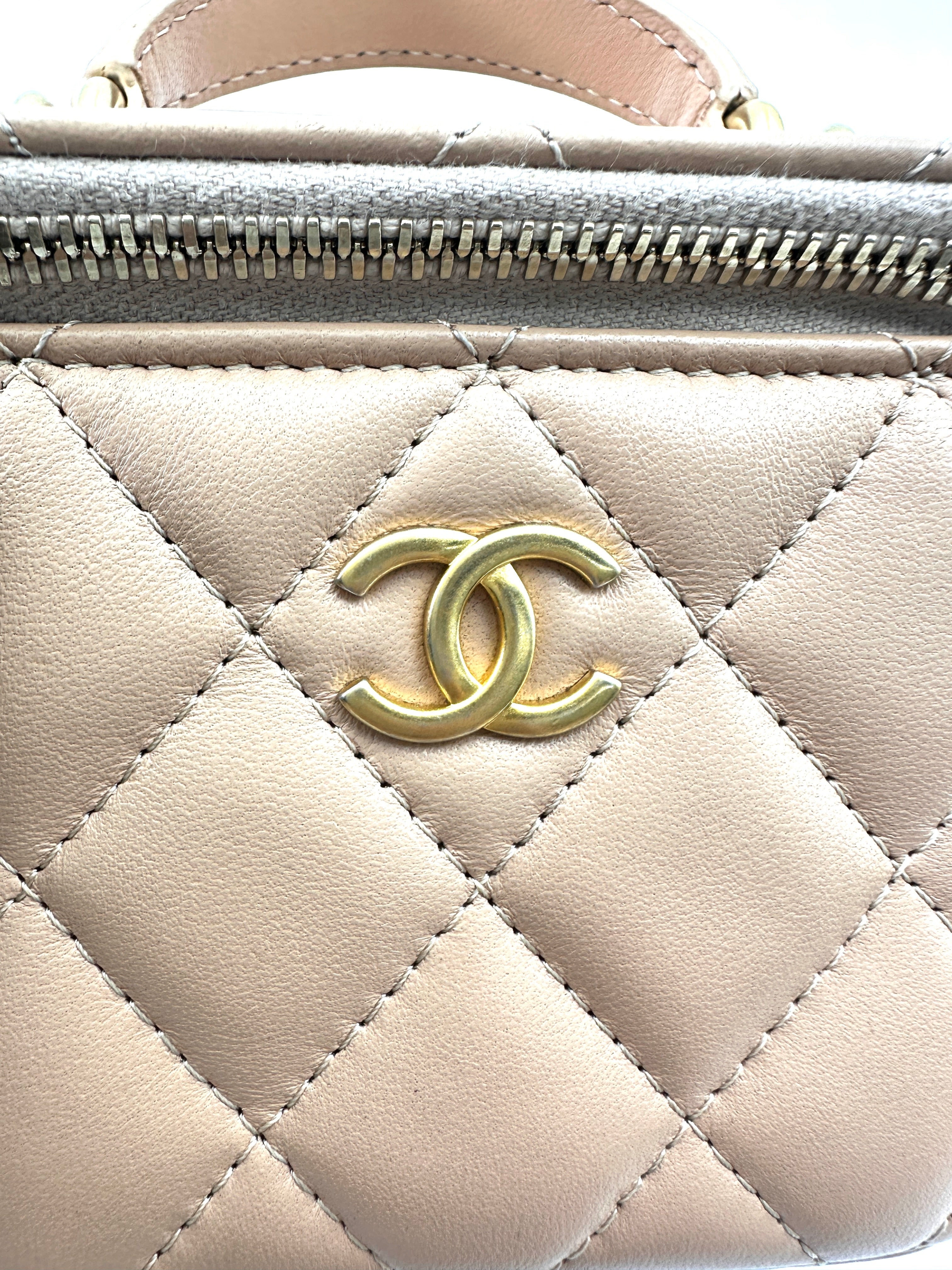 Chanel Trendy CC Beige  Quilted Lambskin Small Size Top Handle Bag(31***98) CC1813