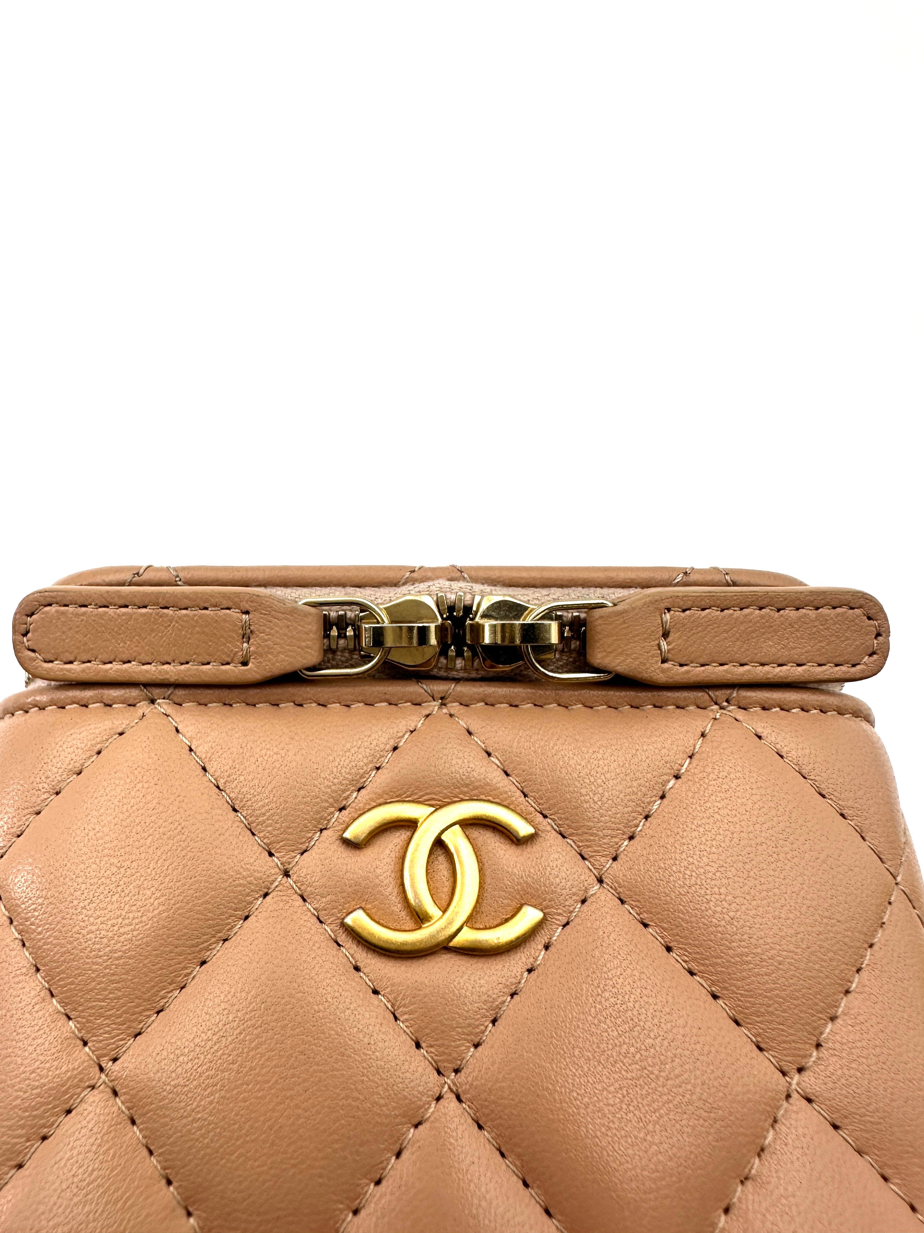Chanel Trendy CC Beige  Quilted Lambskin Small Size Top Handle Bag(31***98) CC1813