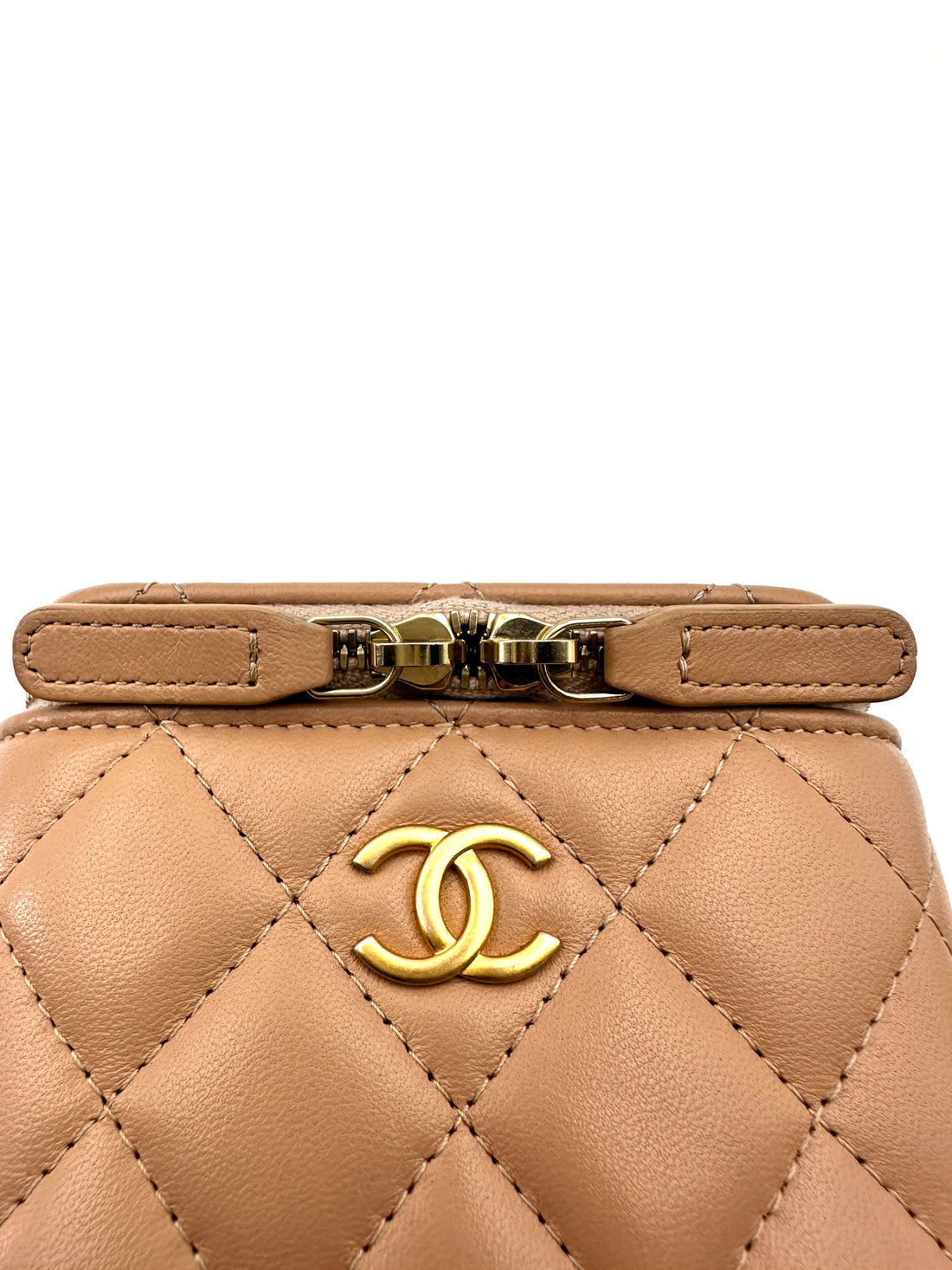 Chanel Trendy CC Beige  Quilted Lambskin Small Size Top Handle Bag(31***98) CC1813