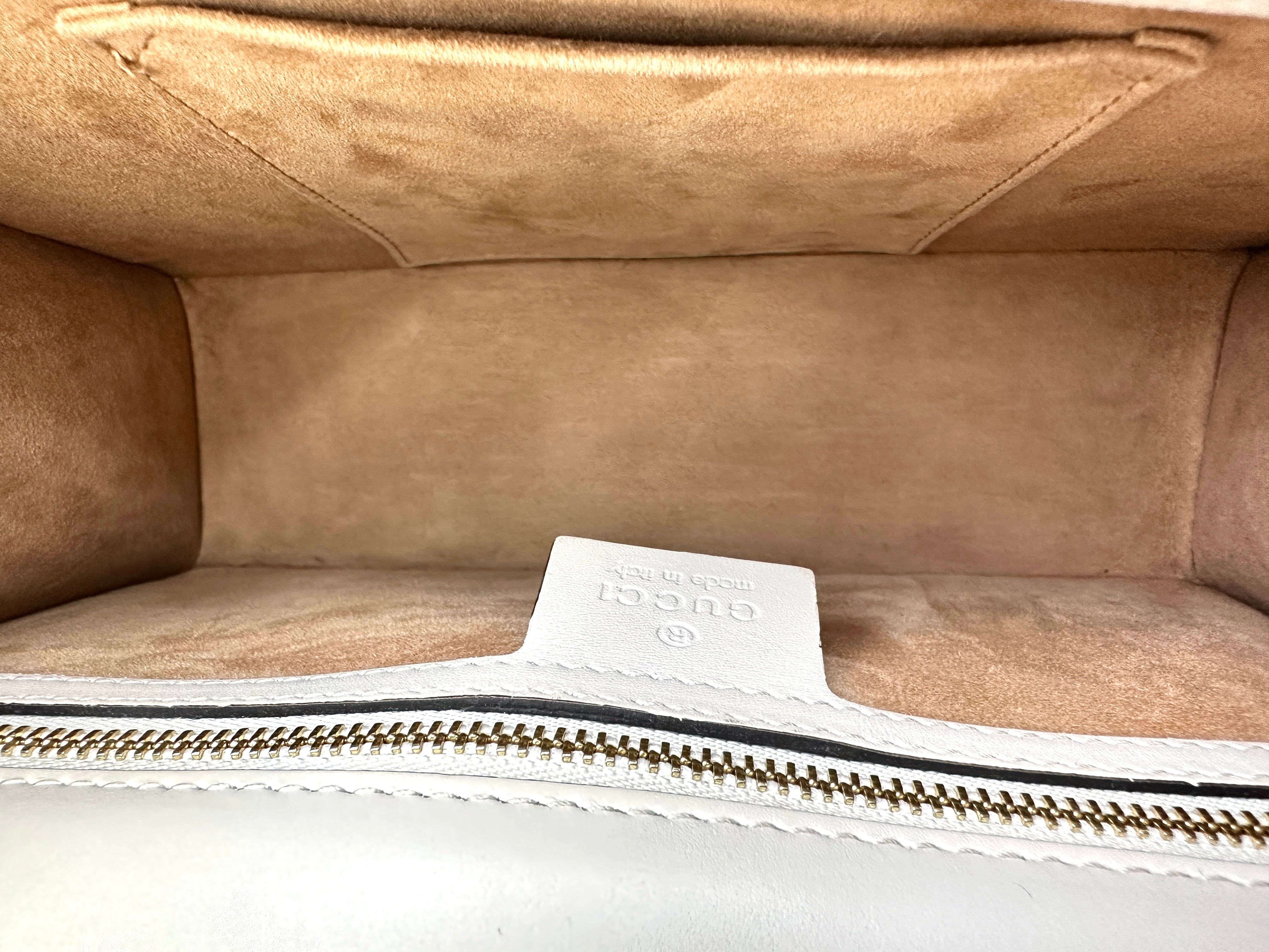 Gucci Sylvie White Leather Medium Size Shoulder Bag GG866