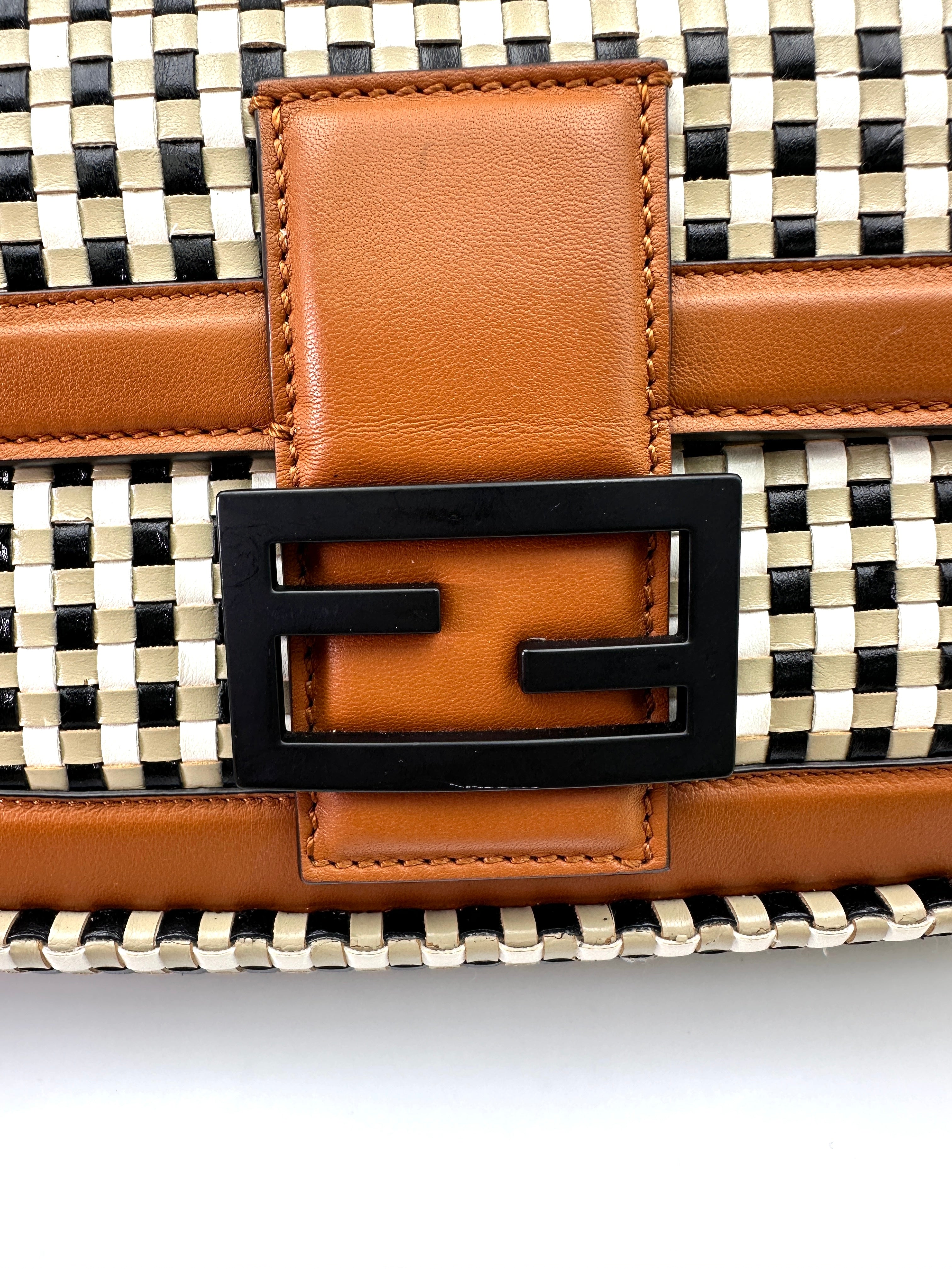 Fendi Baguette Interlaced Leather Shoulder Bag FF94