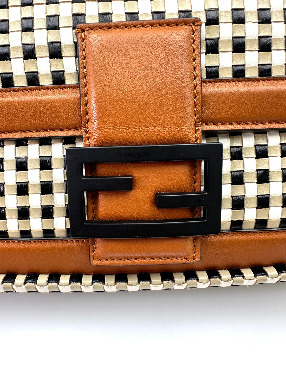 Fendi Baguette Interlaced Leather Shoulder Bag FF94