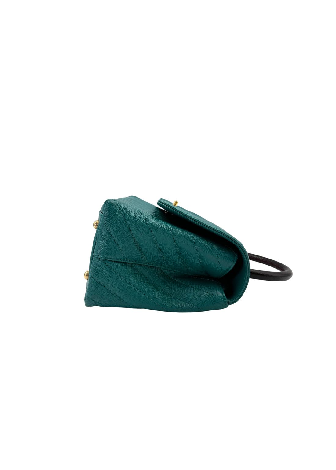 Chanel CoCo Handle Green Chevron Quilted Leather Medium Size Lizard Handle Shoulder Bag(28***84) CC1814