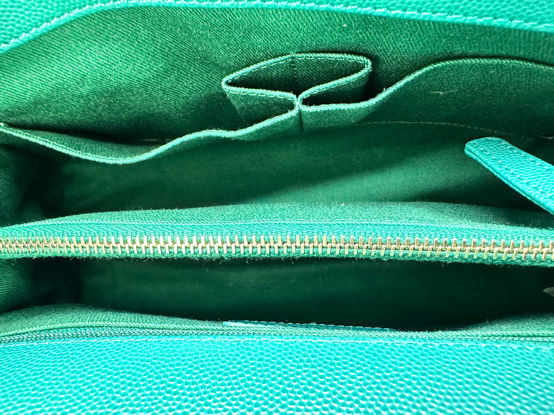 Chanel CoCo Handle Green Chevron Quilted Leather Medium Size Lizard Handle Shoulder Bag(28***84) CC1814