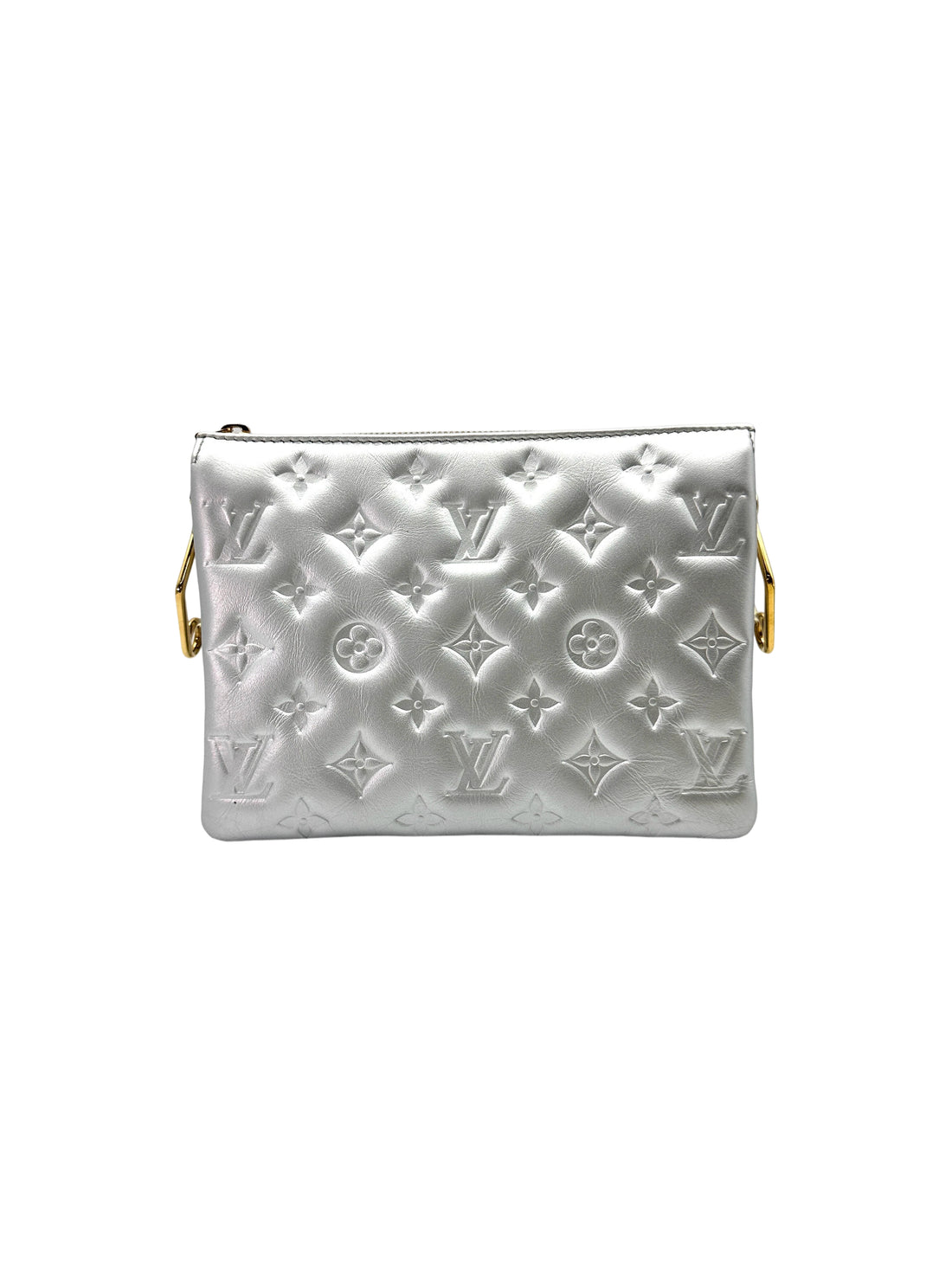 Louis Vuitton Coussin Silver Monogram Embossed Leather Wallet On Chain LV2483