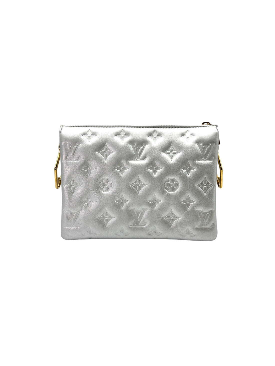 Louis Vuitton Coussin Silver Monogram Embossed Leather Wallet On Chain LV2483