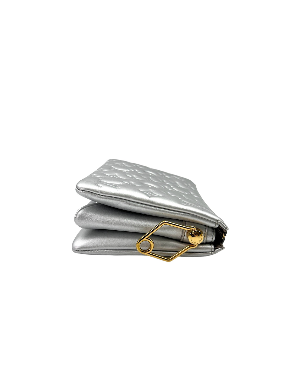 Louis Vuitton Coussin Silver Monogram Embossed Leather Wallet On Chain LV2483