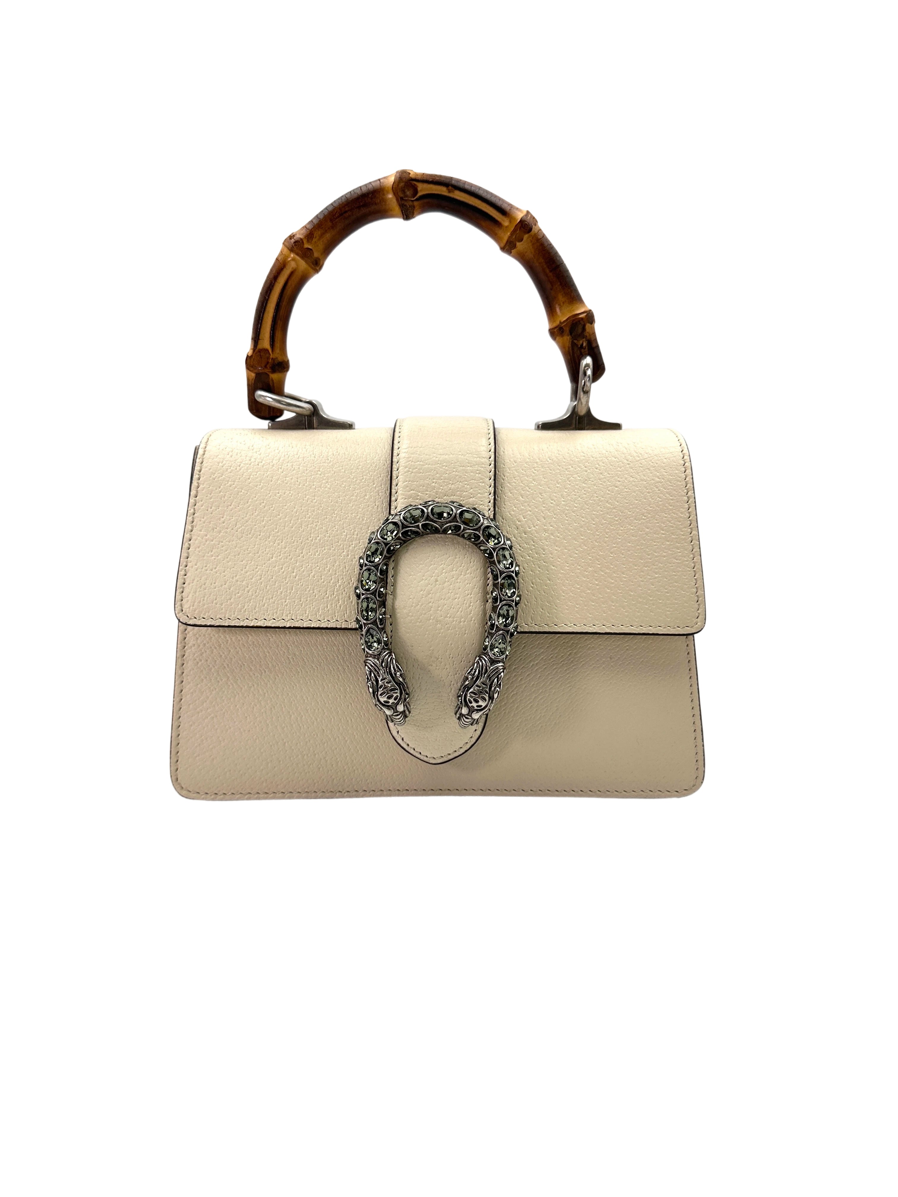 Gucci Dionysus White Leather Bamboo Handle Bag GG867