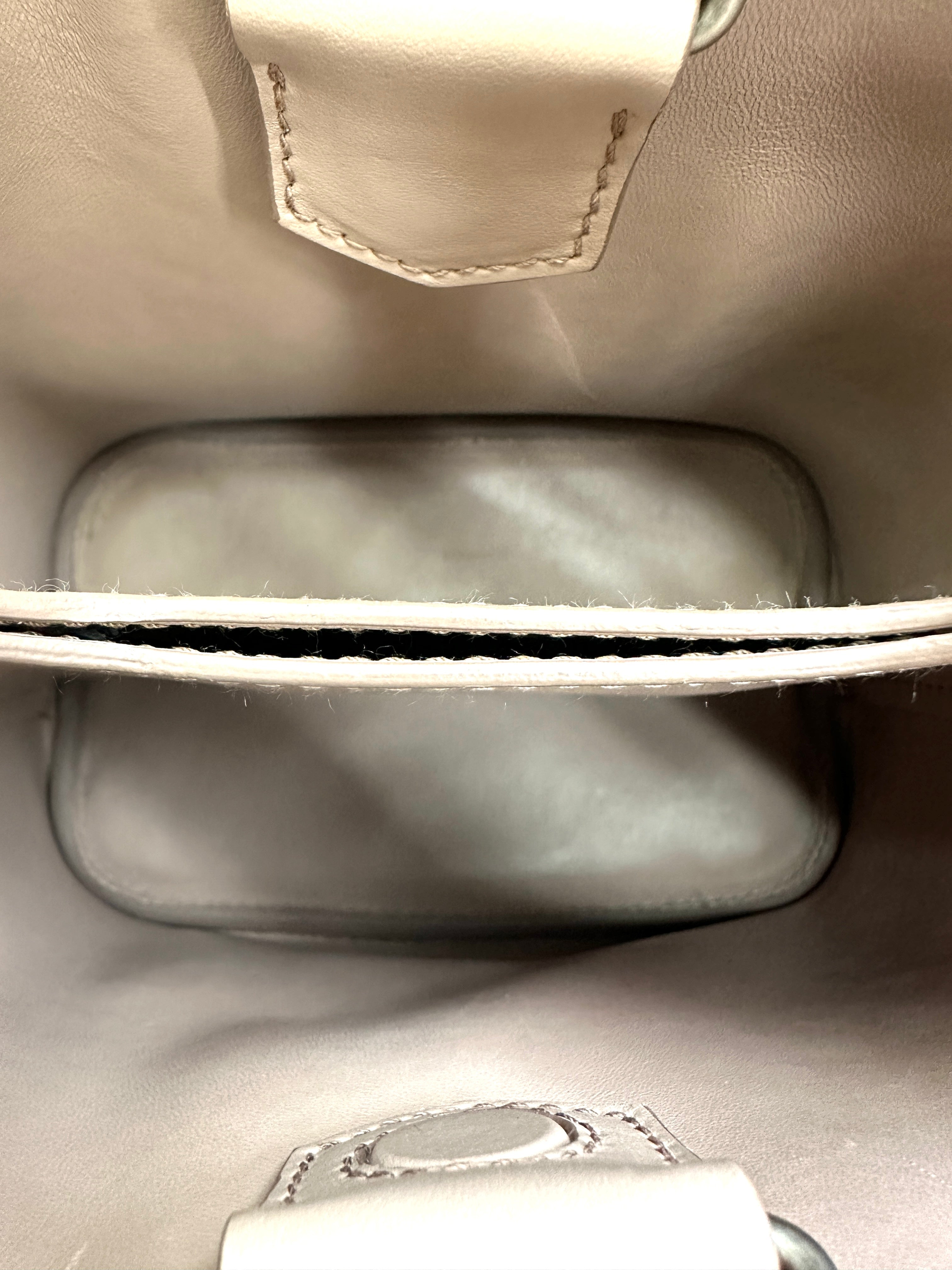 Prada Panier Beige Saffiano Leather Bucket Bag With Enamel Appliques IRIS181