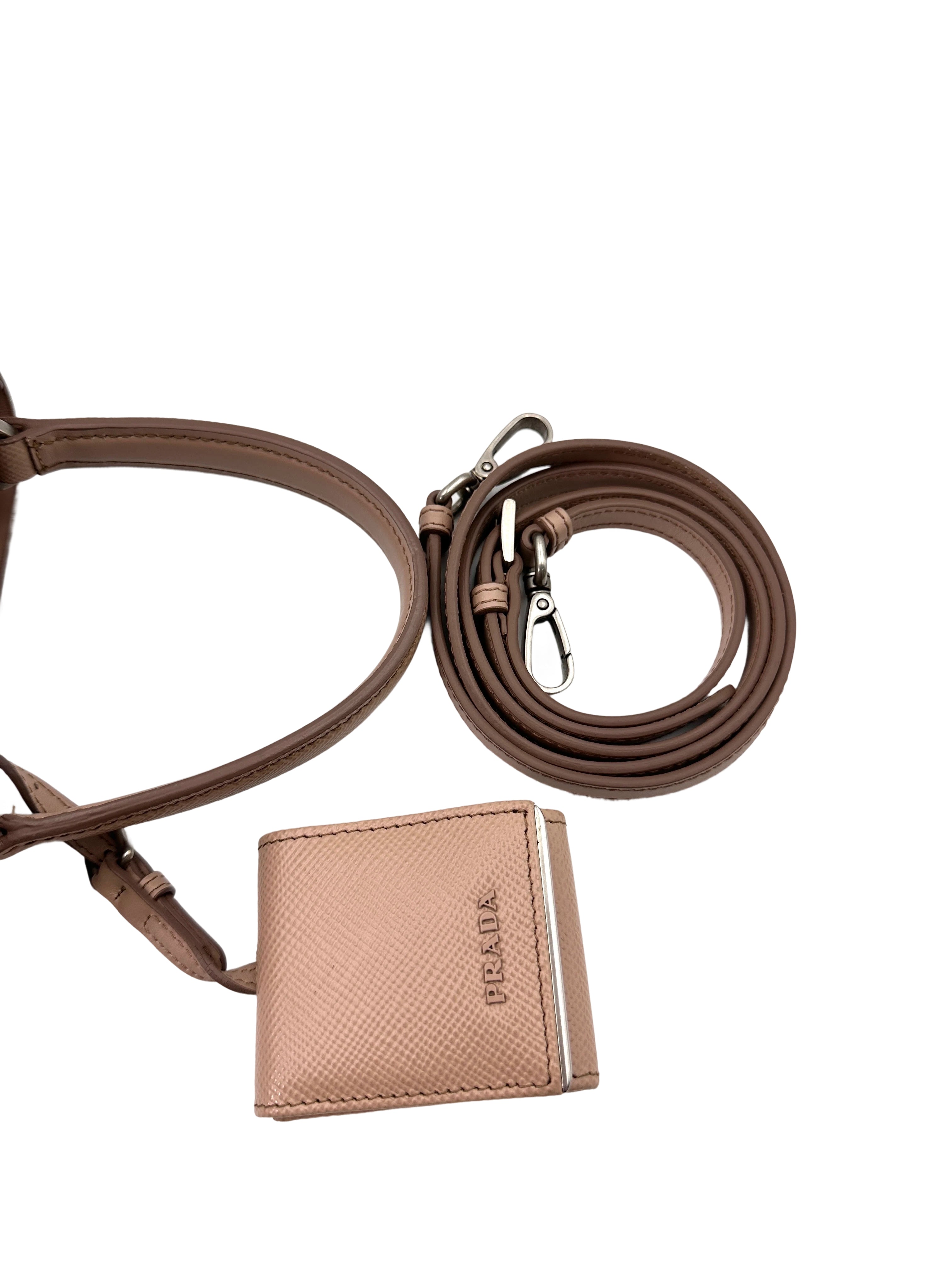 Prada Panier Beige Saffiano Leather Bucket Bag With Enamel Appliques IRIS181