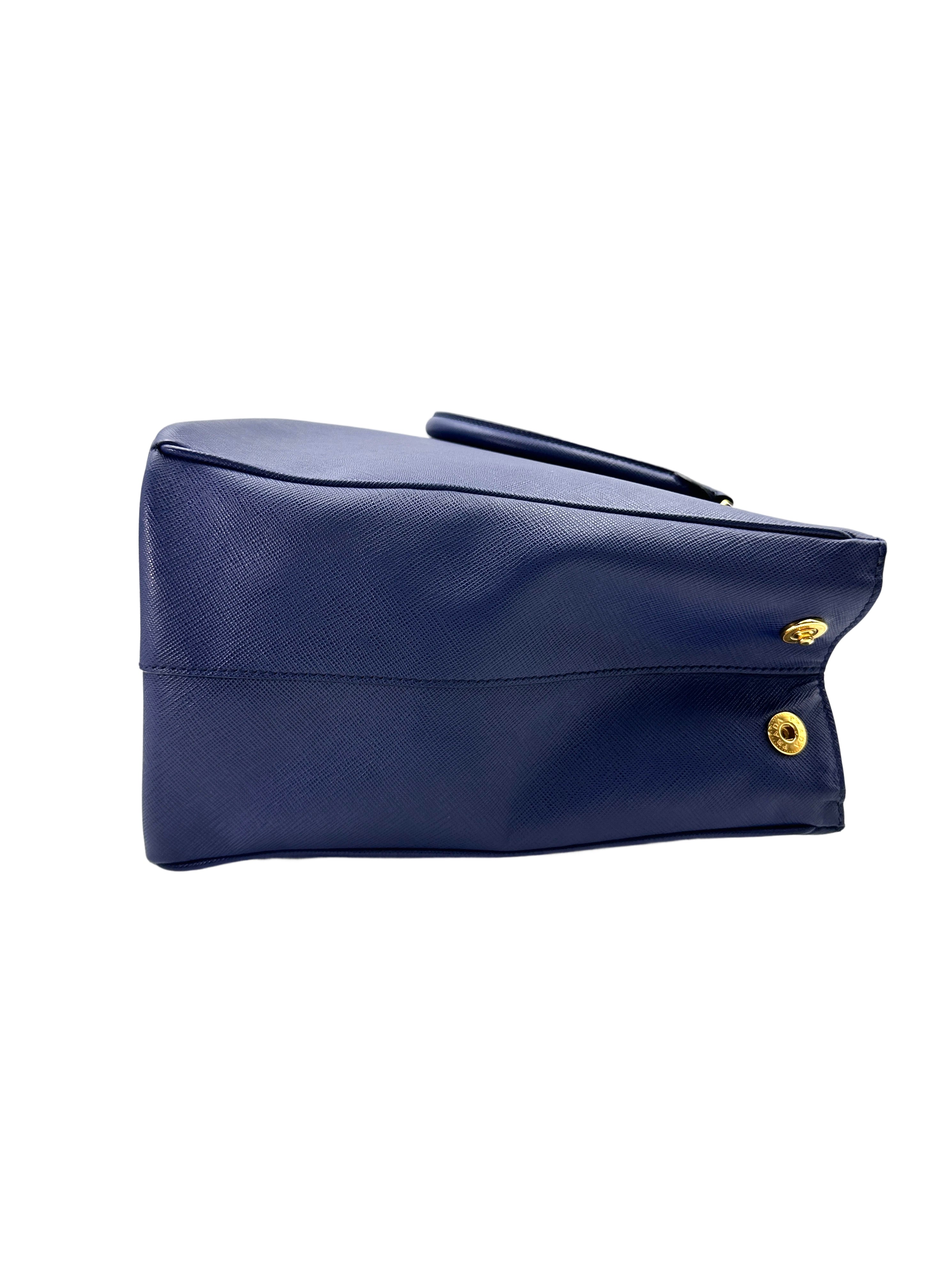 Prada Galleria Blue Saffiano Lux Leather Handle Bag PR282