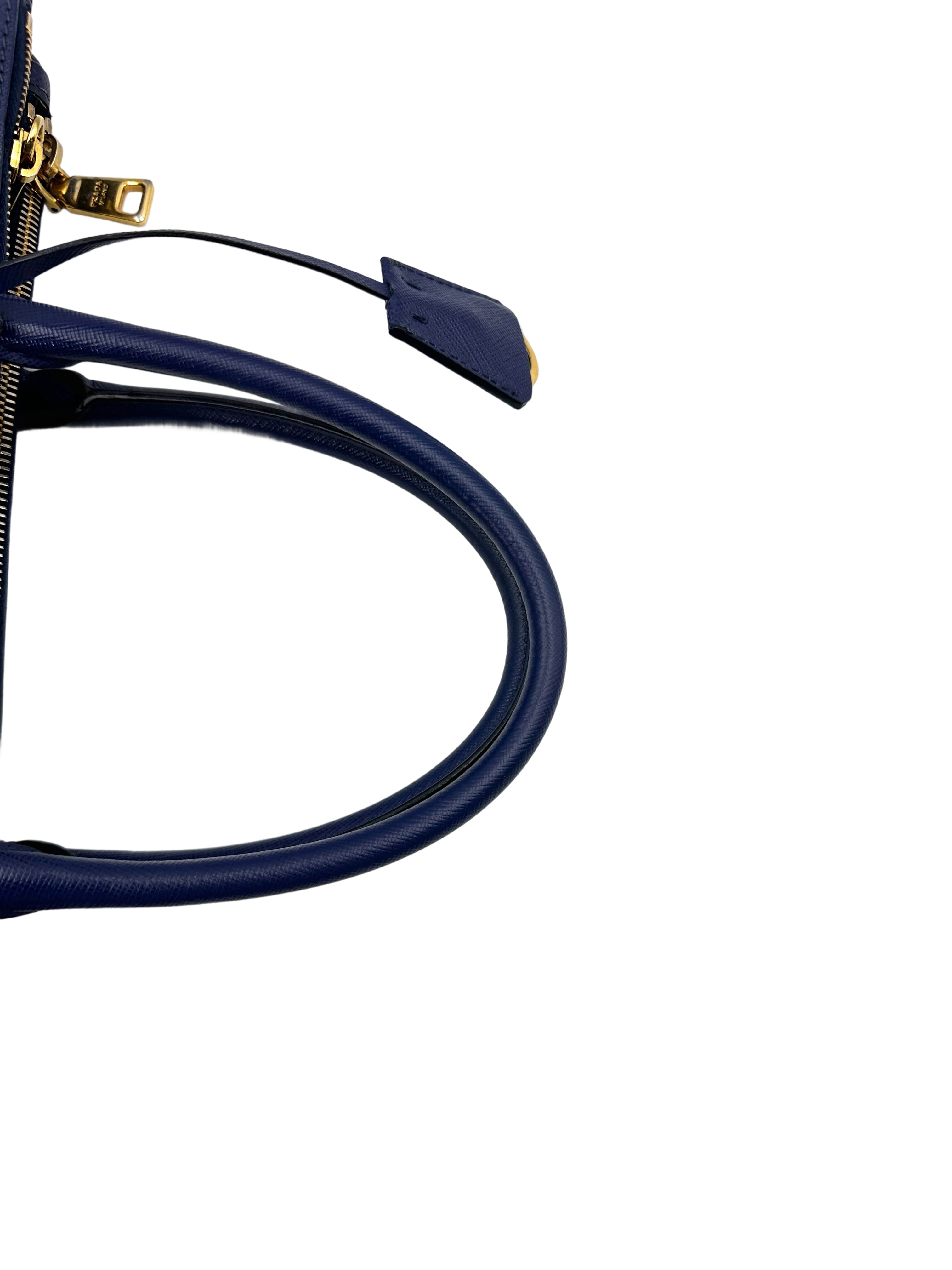 Prada Galleria Blue Saffiano Lux Leather Handle Bag PR282