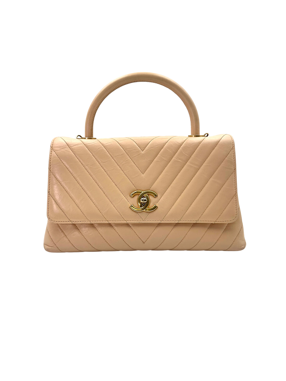 Chanel CoCo Handle White Chevron Quilted Leather Shoulder Bag(24***81) CC1816